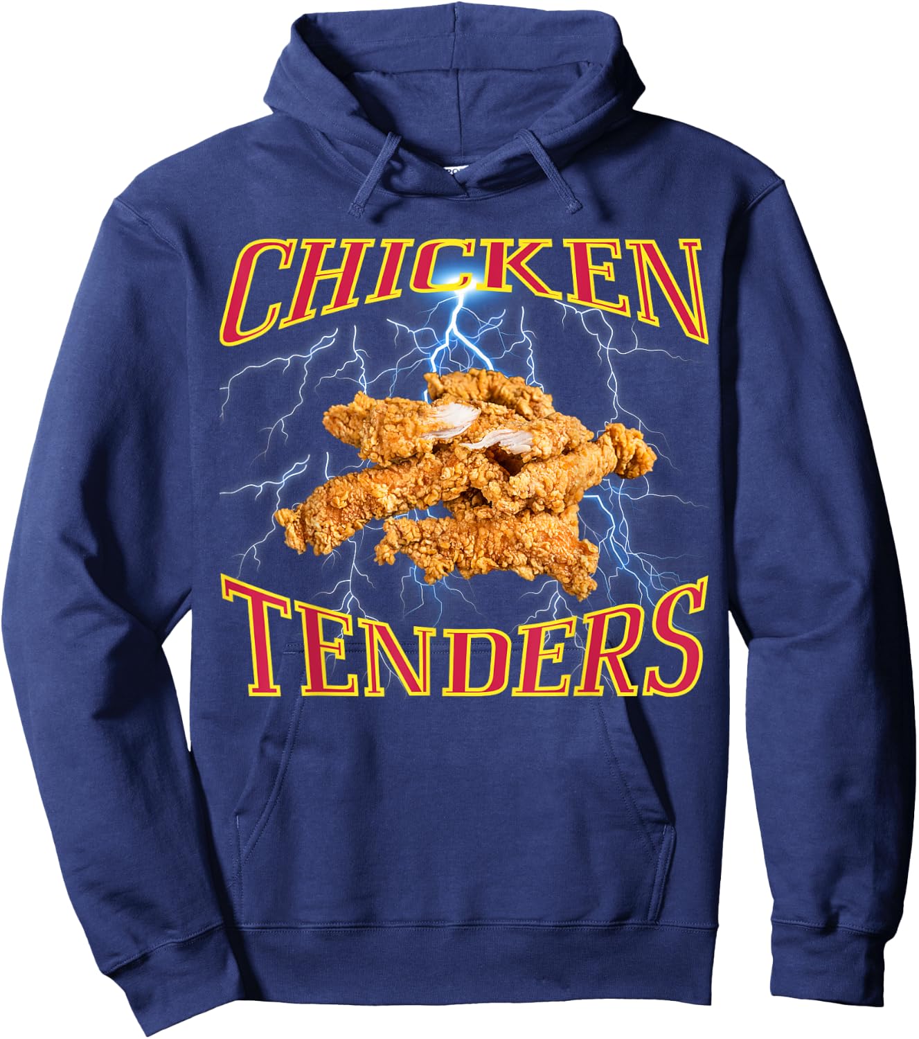 Chicken Tenders Funny Heavy Metal, Rap Bootleg Style Retro Hoodie - Hoodie | Navy