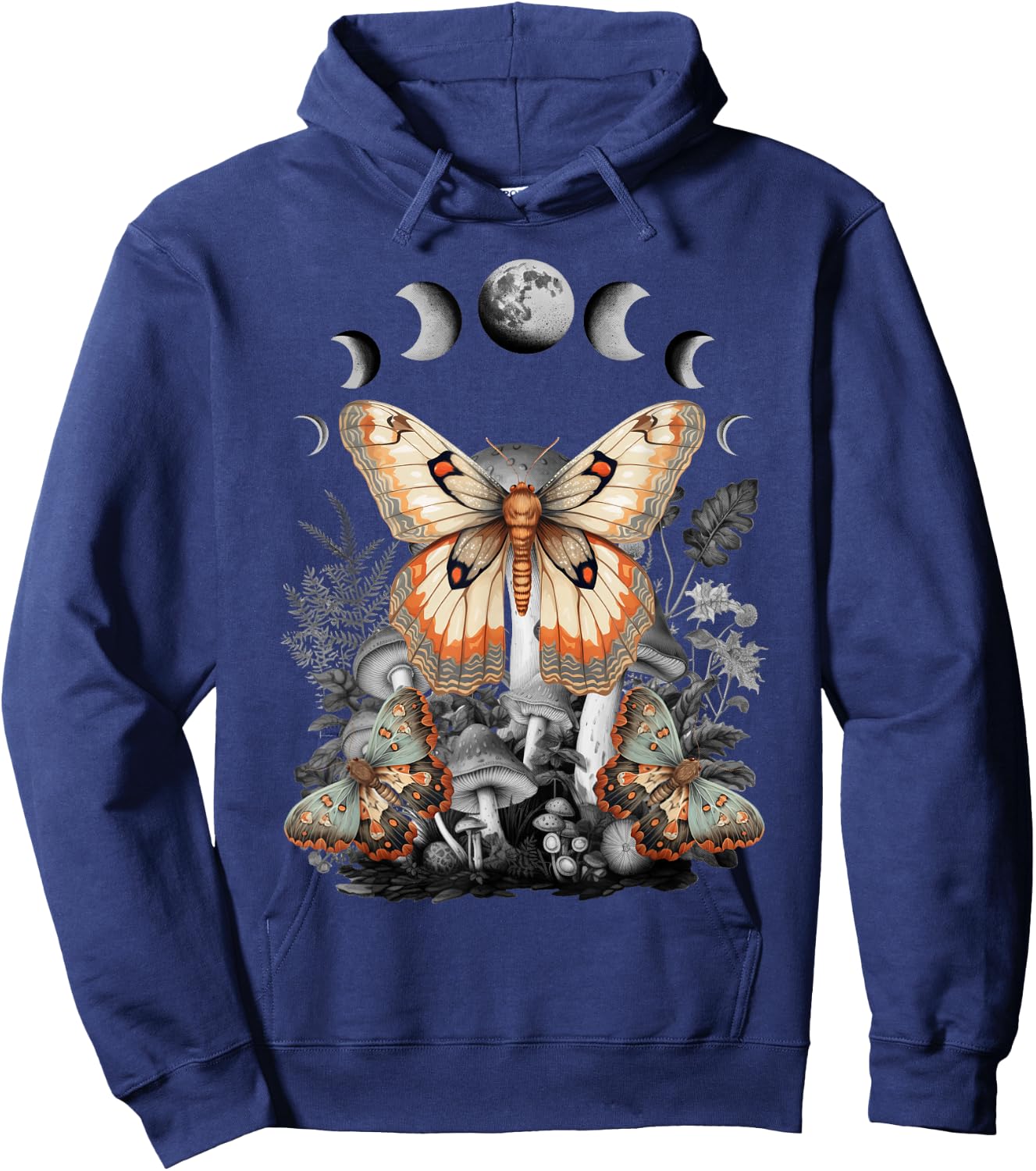Fairycore Fairy Butterfly Moth Grunge Mushroom Y2K Aesthetic Hoodie - Hoodie | Navy
