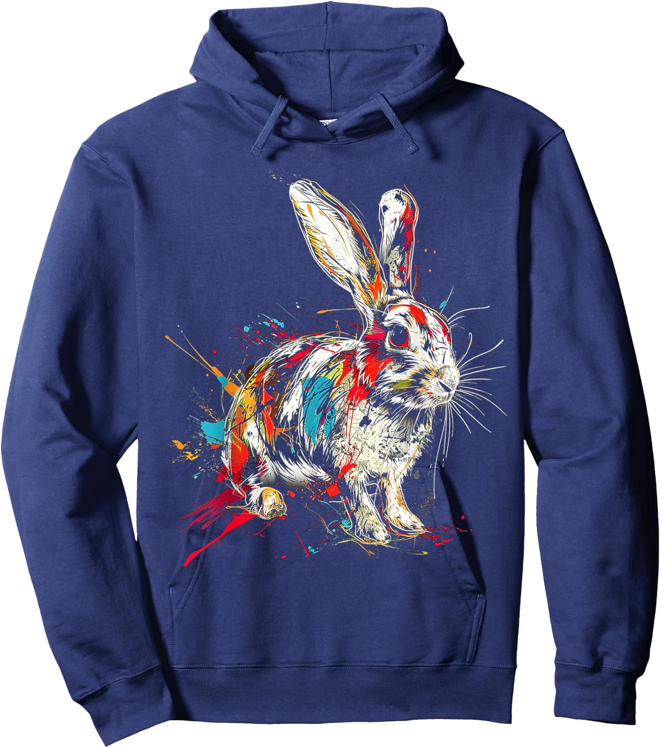 Rabbit Colorful Animal Graphic Art Rabbit Hoodie - Hoodie | Navy