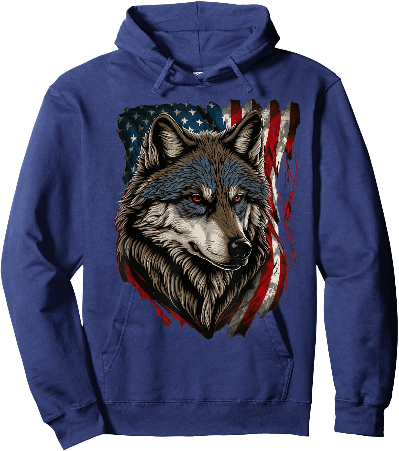 Wolf Outfit Patriotic Wolves 4th Of July USA American Flag Hoodie - Hoodie | Navy