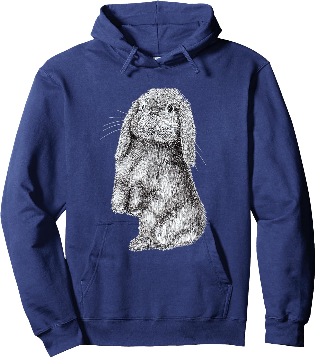 Lop Eared Bunny Rabbit Sitting Drawing Hoodie - Hoodie | Navy