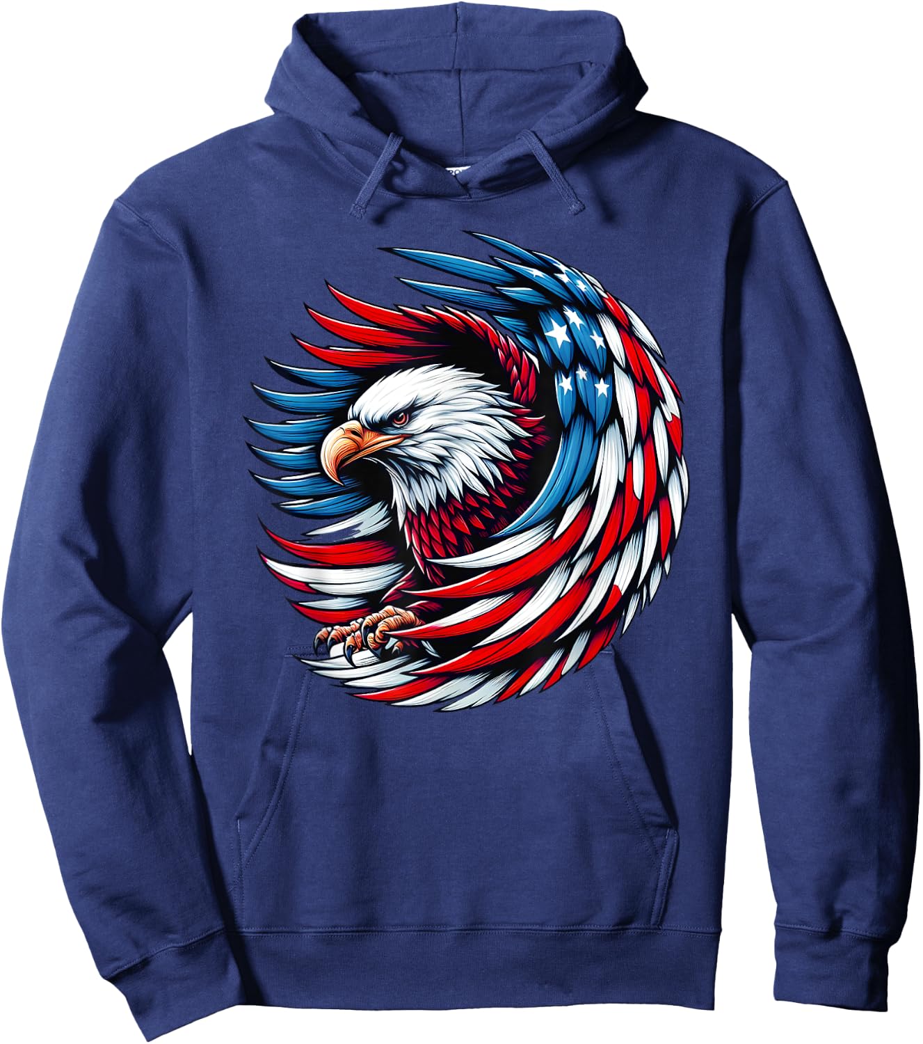 American Bald Eagle USA Flag 4th of July Patriotic Eagle Kids Men Hoodie - Hoodie | Navy