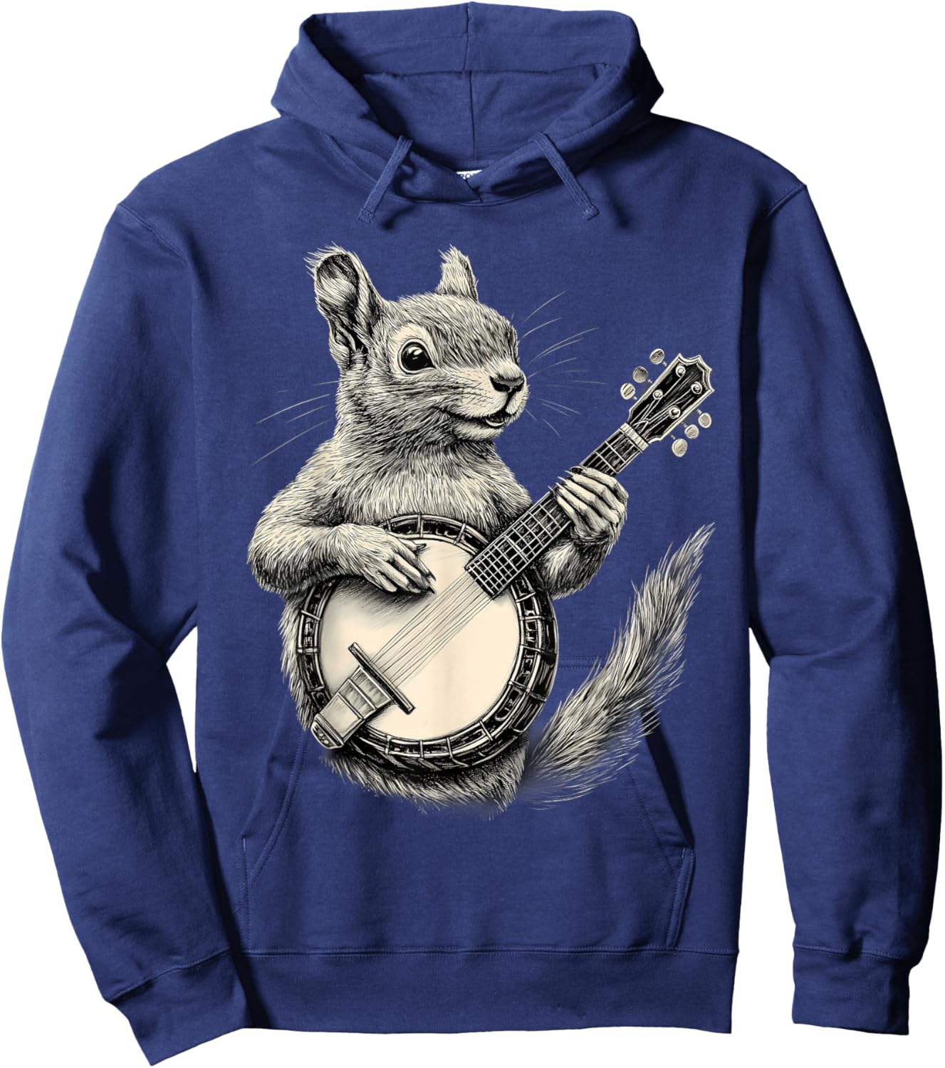 Banjo Squirrel Bluegrass Banjo Player Squirrel Playing Banjo Hoodie - Hoodie | Navy