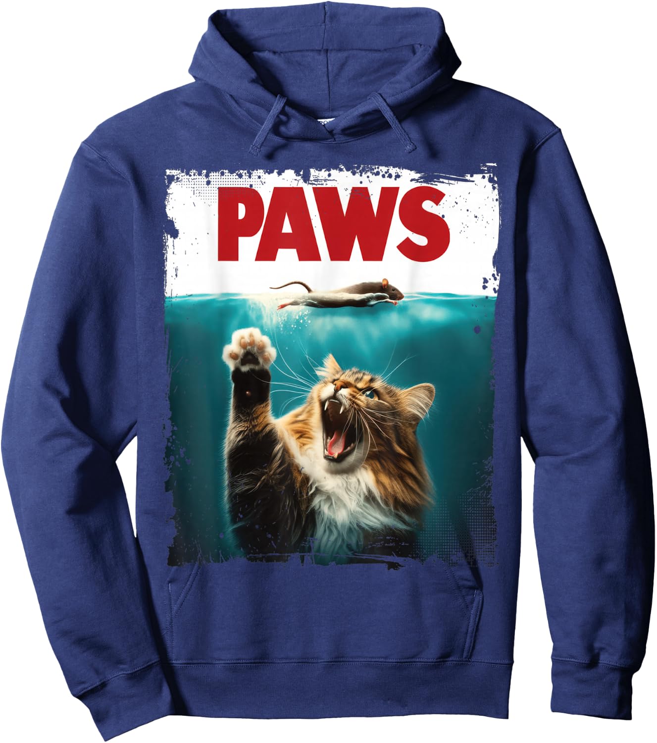 Humorous Paws Parody Cat Mouse for Cat Lover Cat Mom Cat Dad Hoodie - Hoodie | Navy