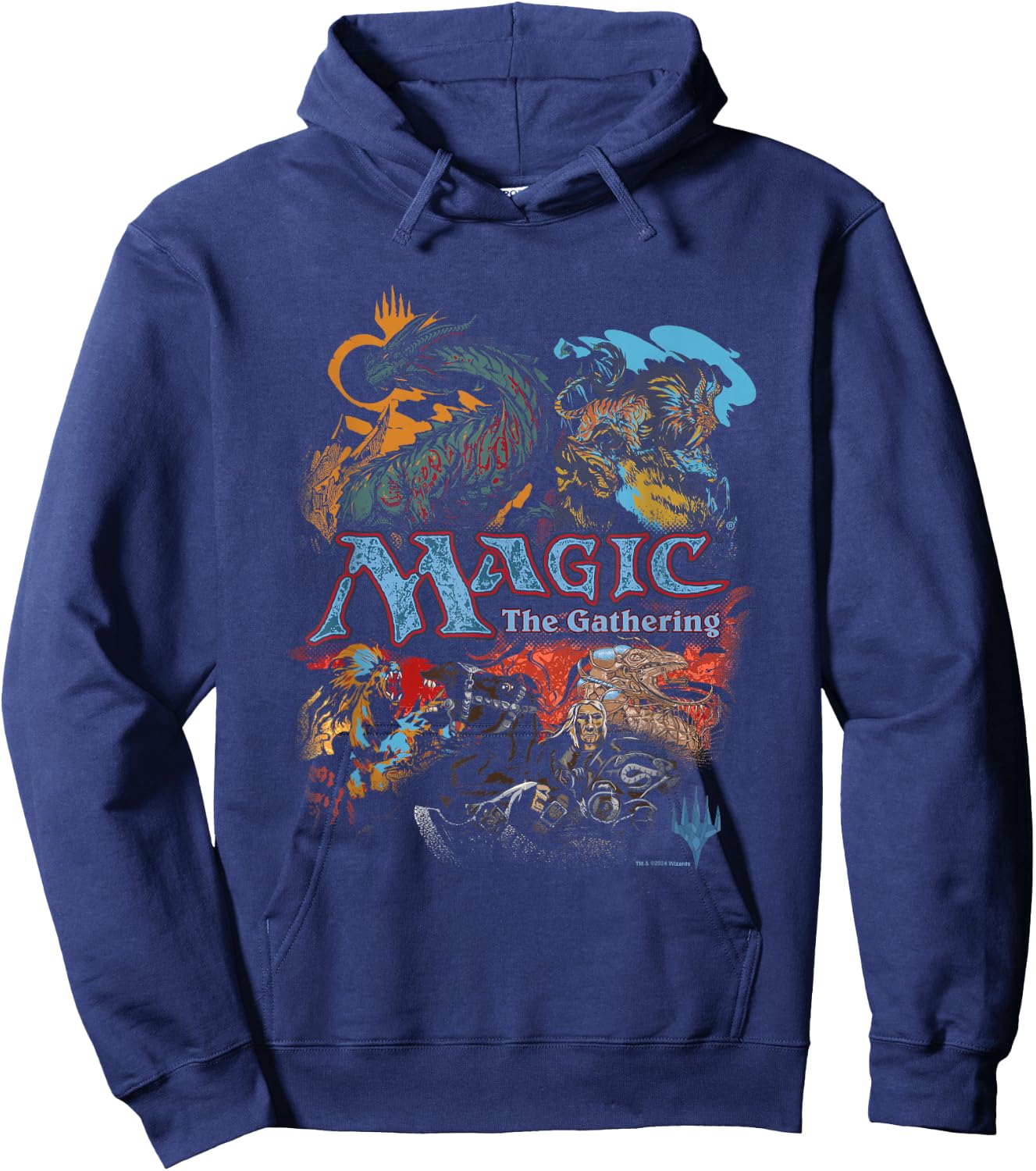 Magic: The Gathering Iconic Retro Fight Scene Chest Poster Hoodie - Hoodie | Navy