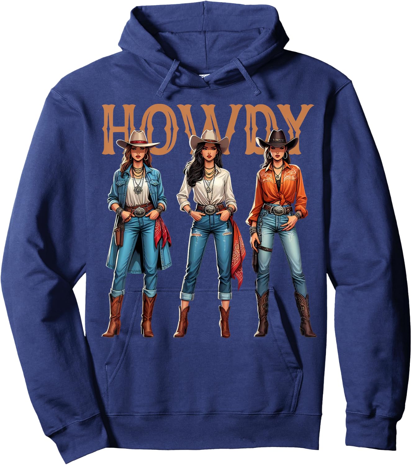 Women Western Cowgirl Rodeo Melanin History Texas Hoodie - Hoodie | Navy