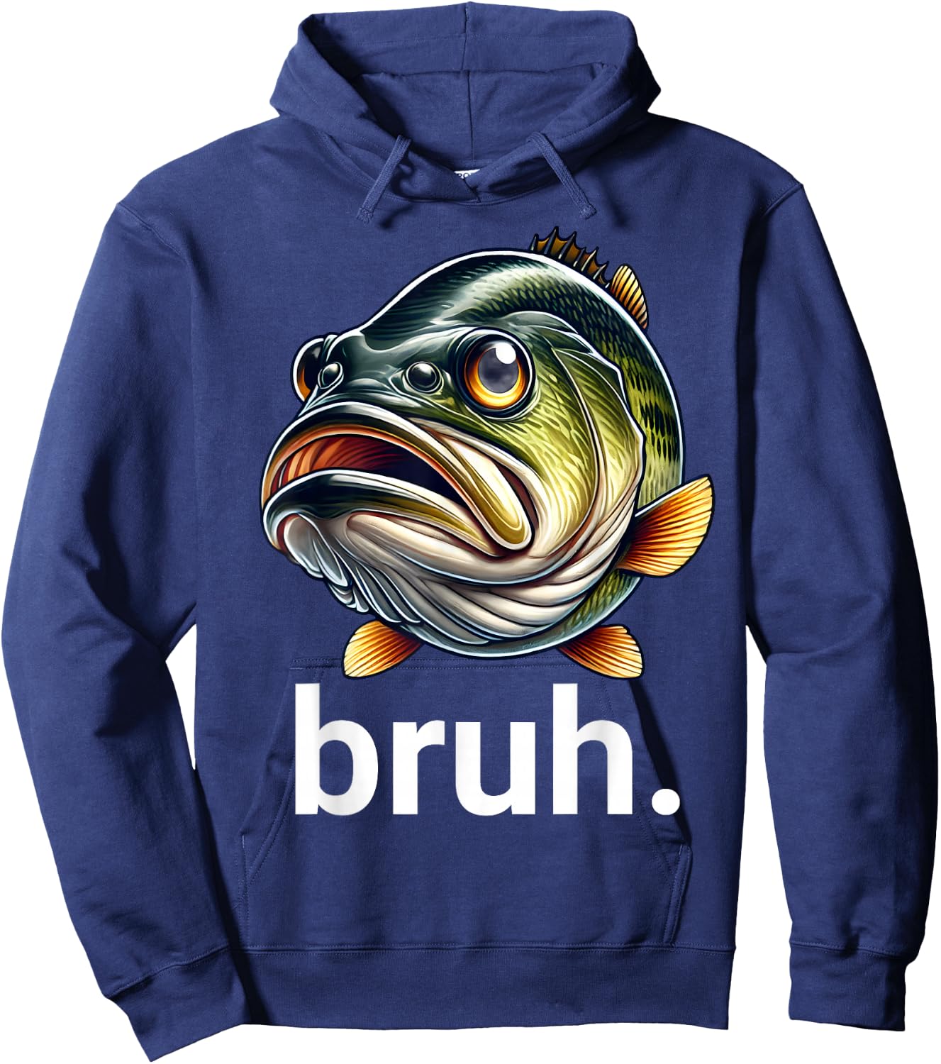 Bruh Fishing Boys Funny Fisherman Kids Bass Fish Saying Hoodie - Hoodie | Navy