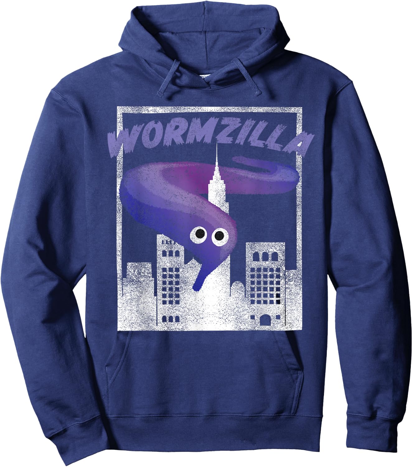 Worm On A String Meme Purple Wormzilla Retro Japanese Style Hoodie - Hoodie | Navy