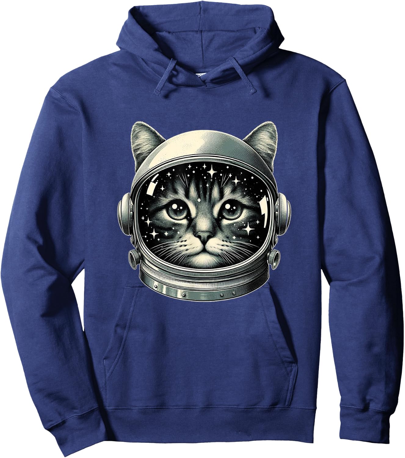 Space Cat Funny Cosmic Astronaut Cat Cute Retro Galaxy Cat Men Women Kids Hoodie - Hoodie | Navy
