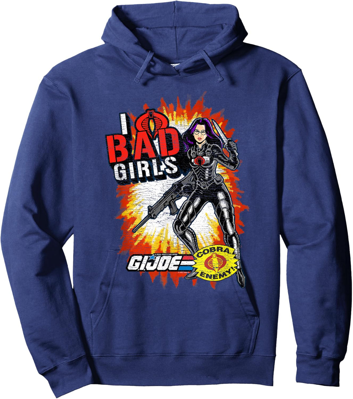 G.I. Joe I Heart Bad Girls Baroness Distressed Action Poster Hoodie - Hoodie | Navy
