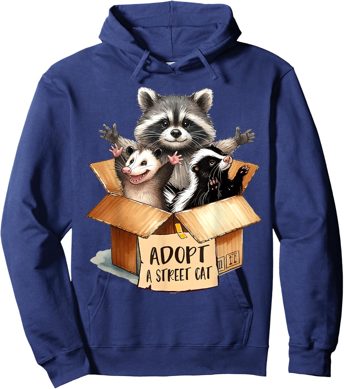 Team Trash Opossum Racoon Skunk Lover Adopt A Street Cat Hoodie - Hoodie | Navy