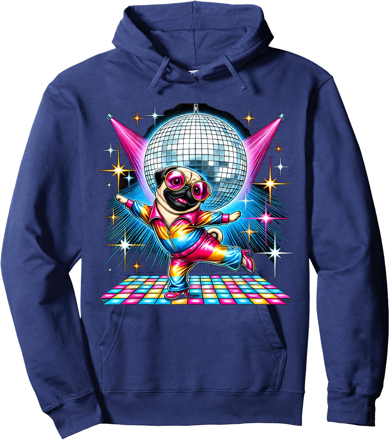 Aesthetic Pug Disco Hoodie - Hoodie | Navy