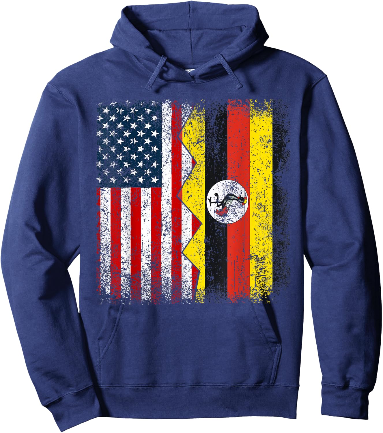 Ugandan Roots | Half American Flag | America Uganda Flags Hoodie - Hoodie | Navy