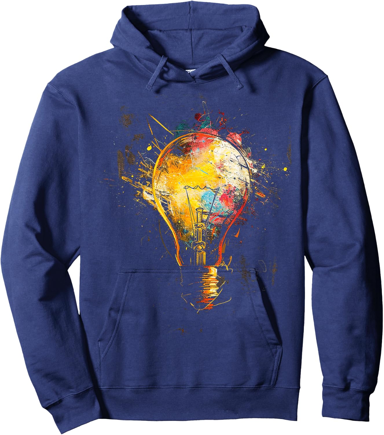 Light Bulb Painting Motif Artwork Art Light Bulb Hoodie - Hoodie | Navy