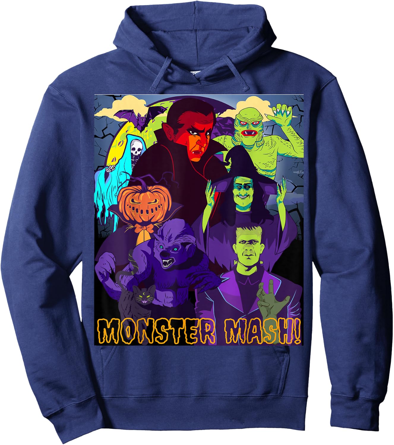 TWEAR 's Monster Mash Halloween Costume Funny Monster Hoodie - Hoodie | Navy