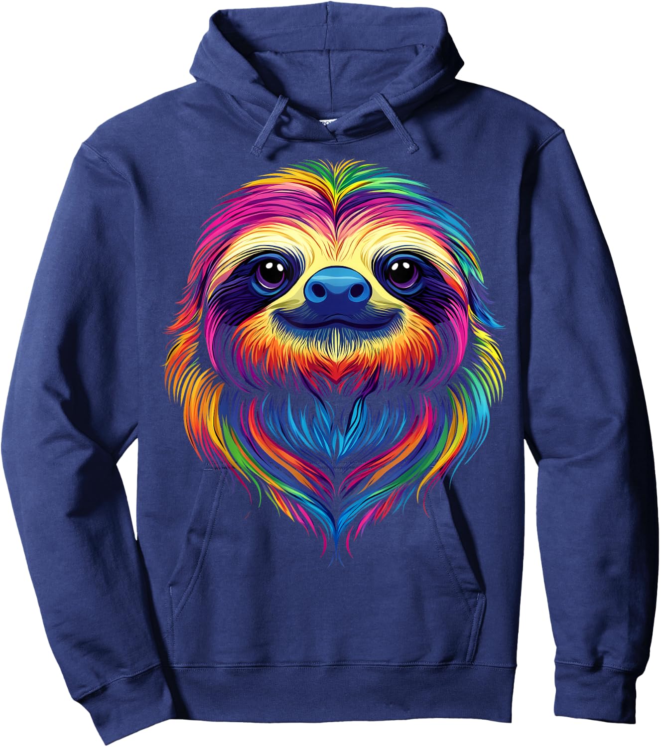 Colorful Sloth Face Cute Rainforest Jungle Animals Black Hoodie - Hoodie | Navy