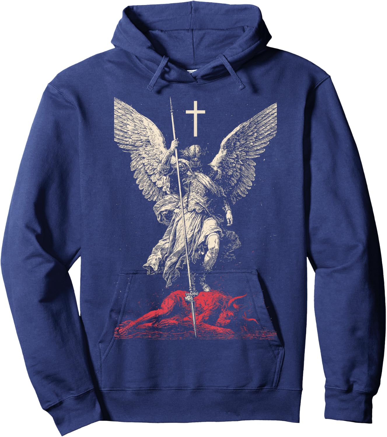 Saint Michael Archangel Urban Streetwear Heavy Metal Y2K Hoodie - Hoodie | Navy