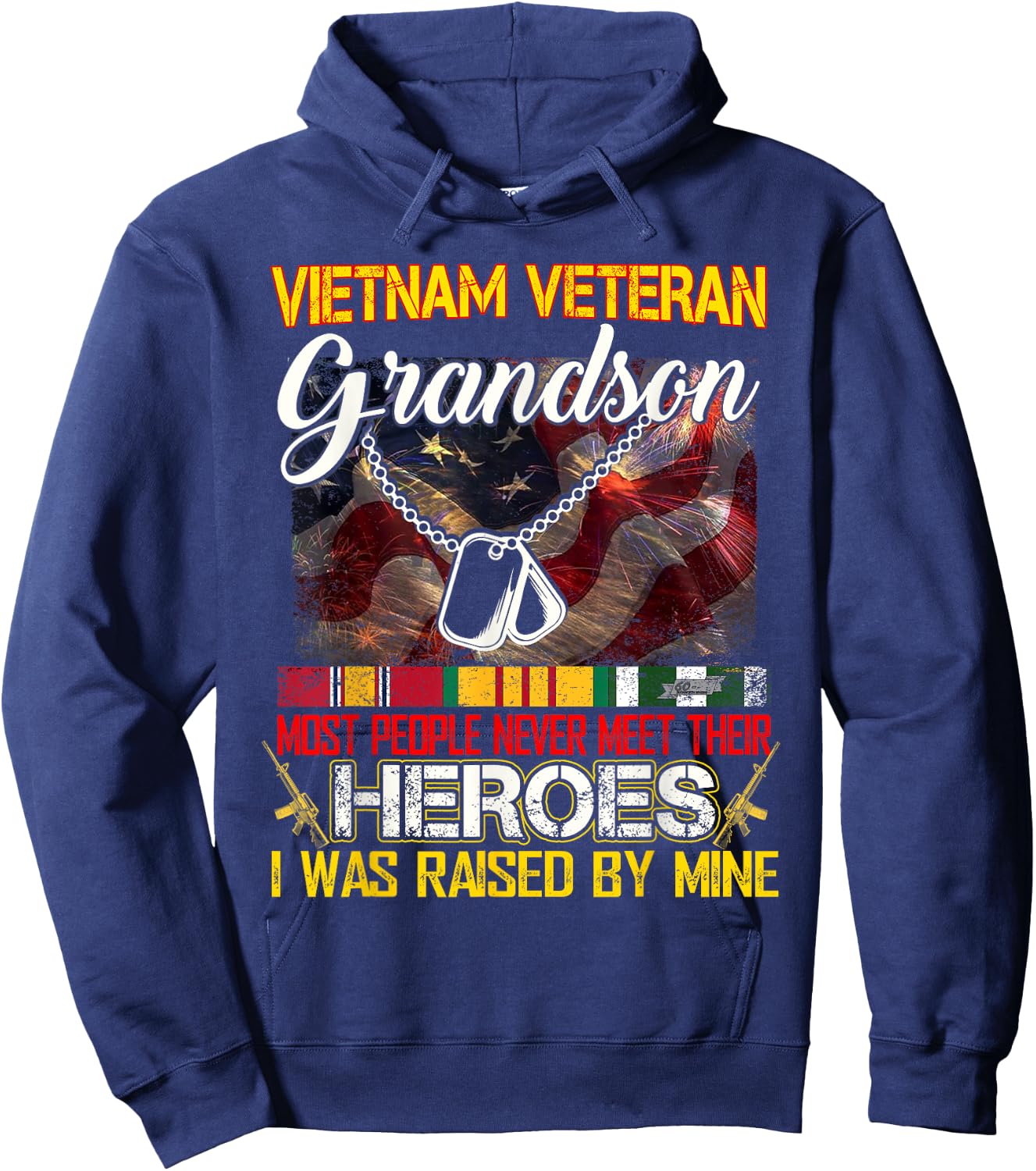 Proud Grandson Of A Vietnam Veteran My Grandpa Is A Hero Hoodie - Hoodie | Navy