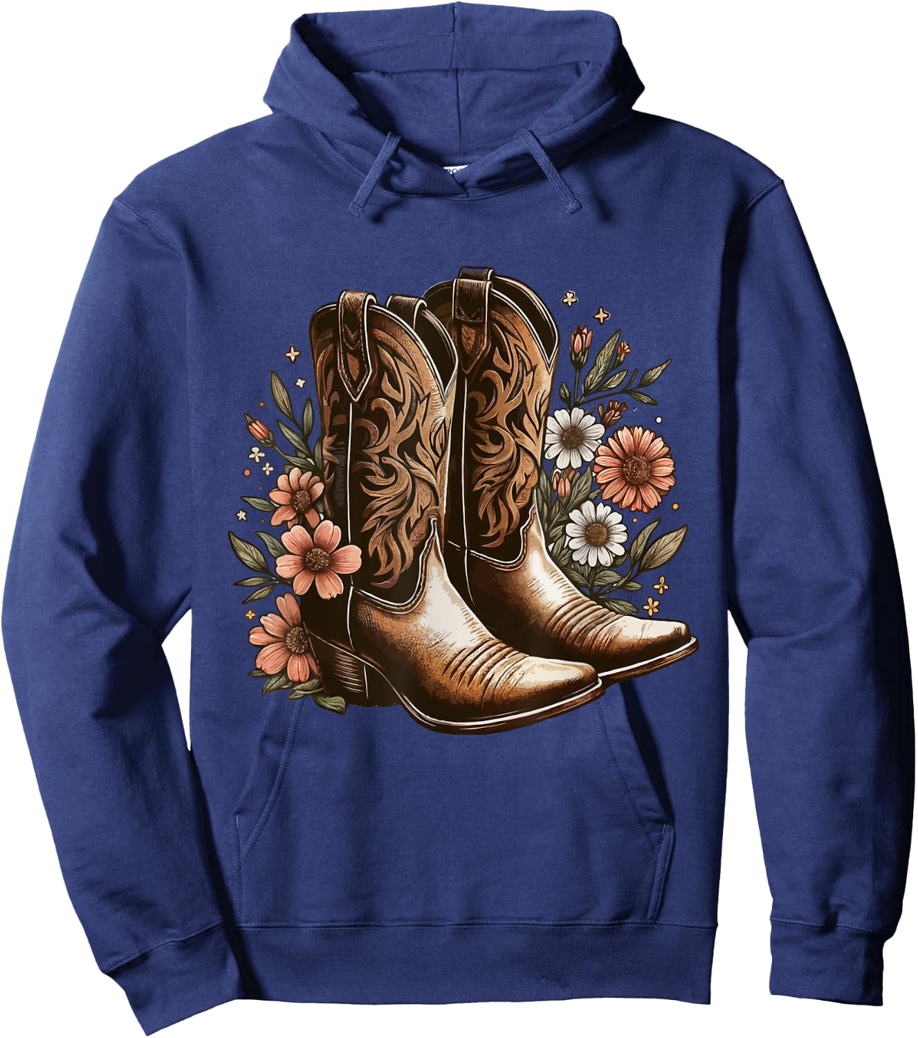 Retro vintage Cowgirl Boots Western Country Concert Boots Hoodie - Hoodie | Navy