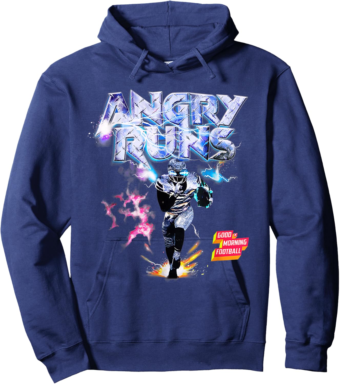 Angry Runs Good Morning Football Sport Lover Vintage Art Hoodie - Hoodie | Navy