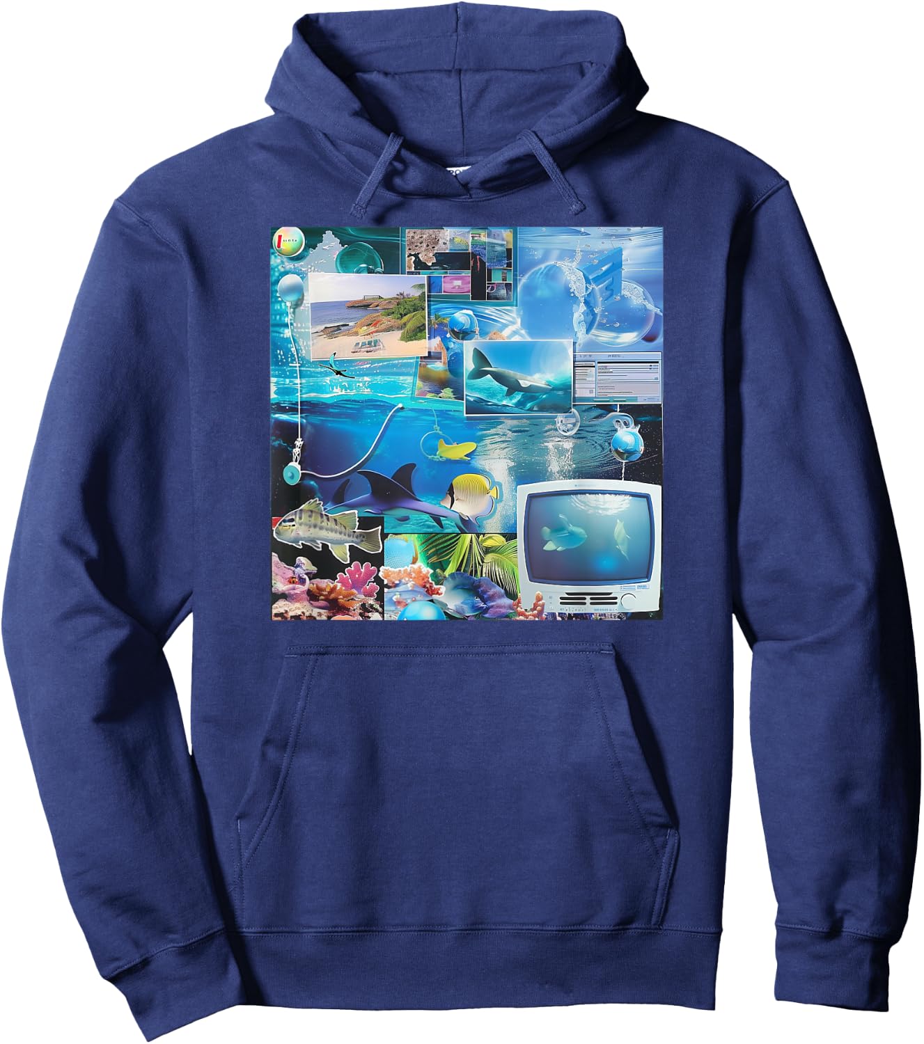 Alphainceptions Frutiger Aero Retro Vibes , Small, Black Hoodie - Hoodie | Navy