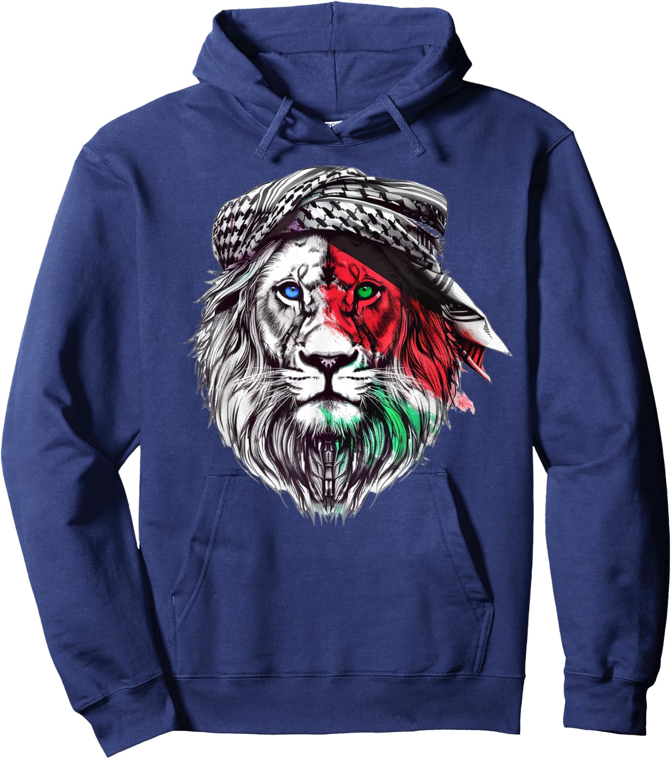 Palastine Time of Palestine: Lion keffiyeh Hoodie - Hoodie | Navy