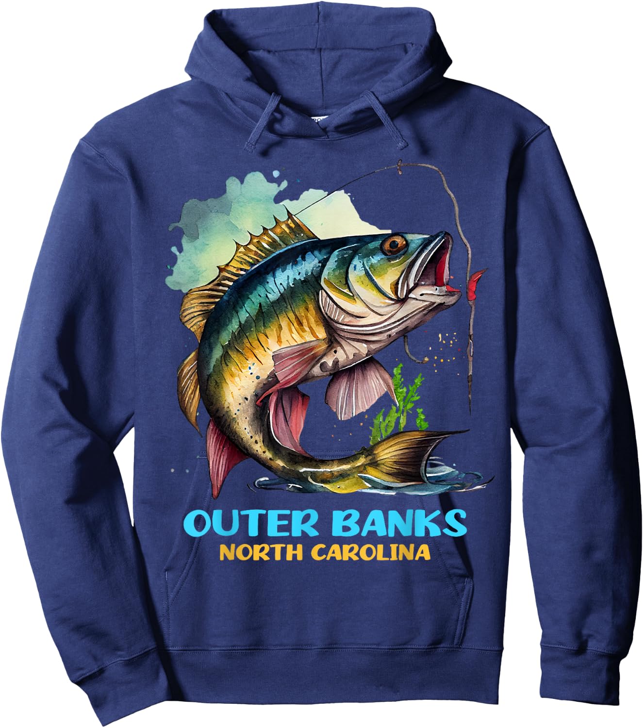 Outer Banks North Carolina Fisher Flyfishing Flyfisher Trip Hoodie - Hoodie | Navy