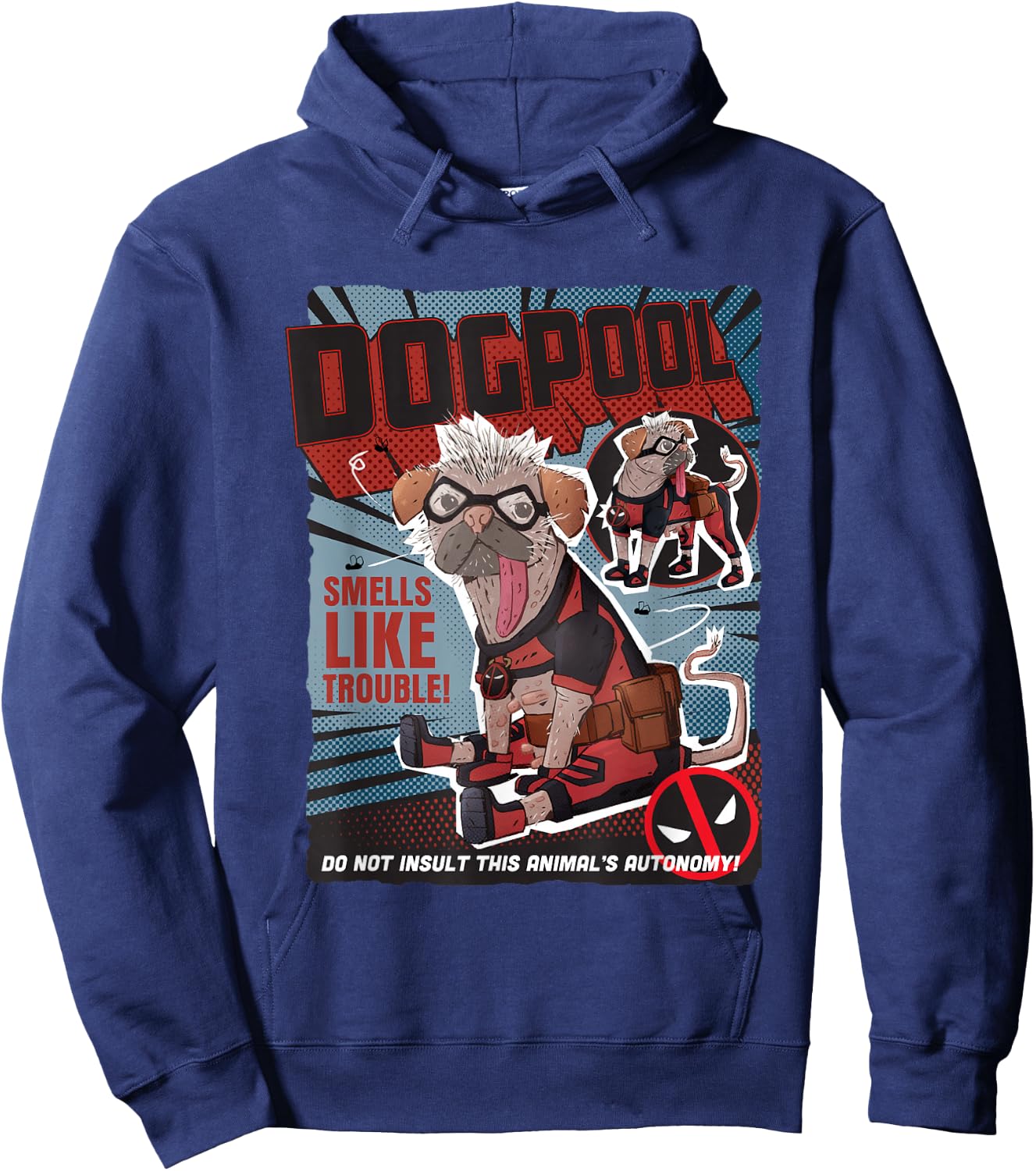 Marvel Deadpool & Wolverine Dogpool Doodle Comic Book Cover Hoodie - Hoodie | Navy