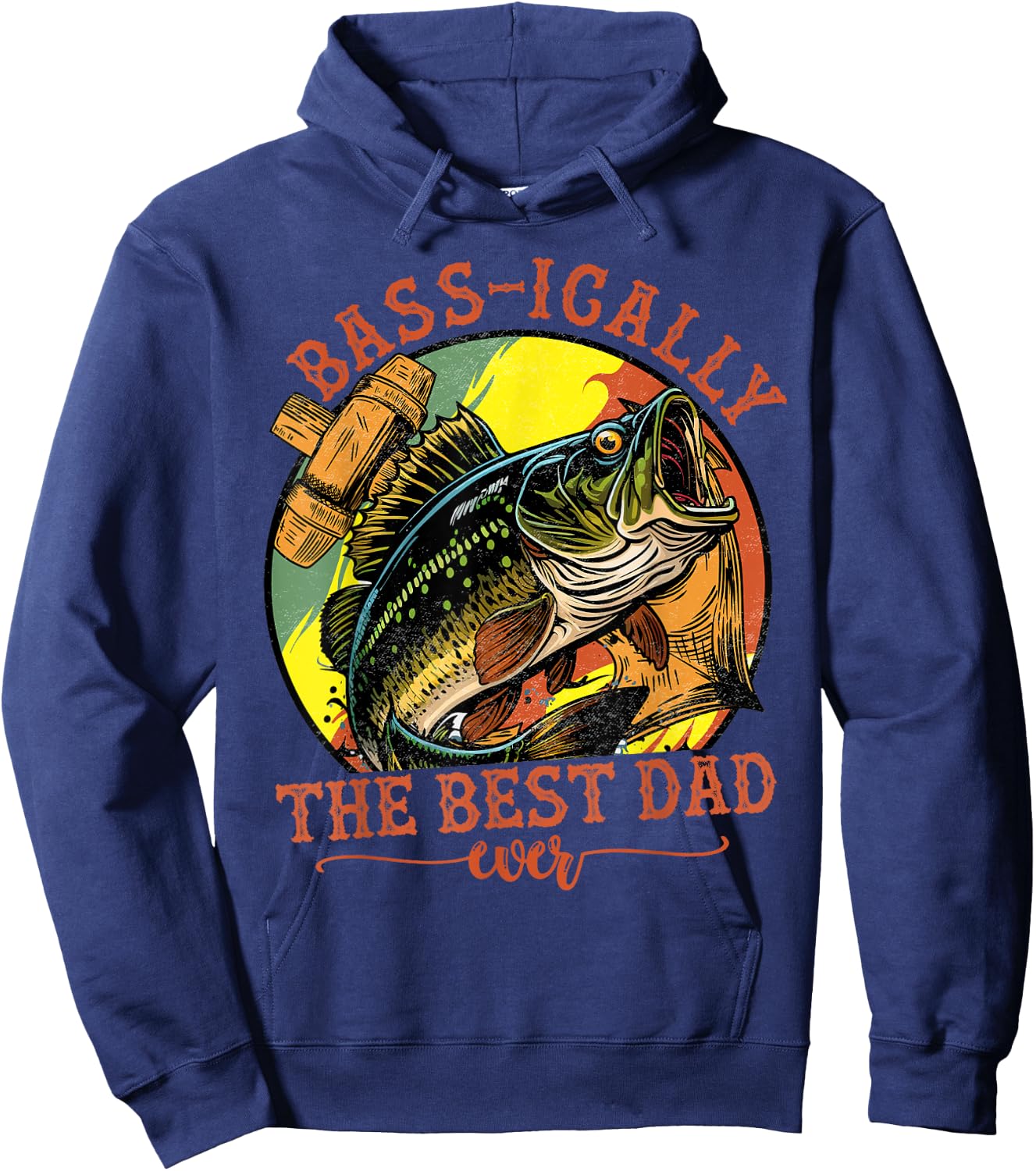 Basically The Best Dad Ever Bass Fishing Fisher Fathers Day Hoodie - Hoodie | Navy