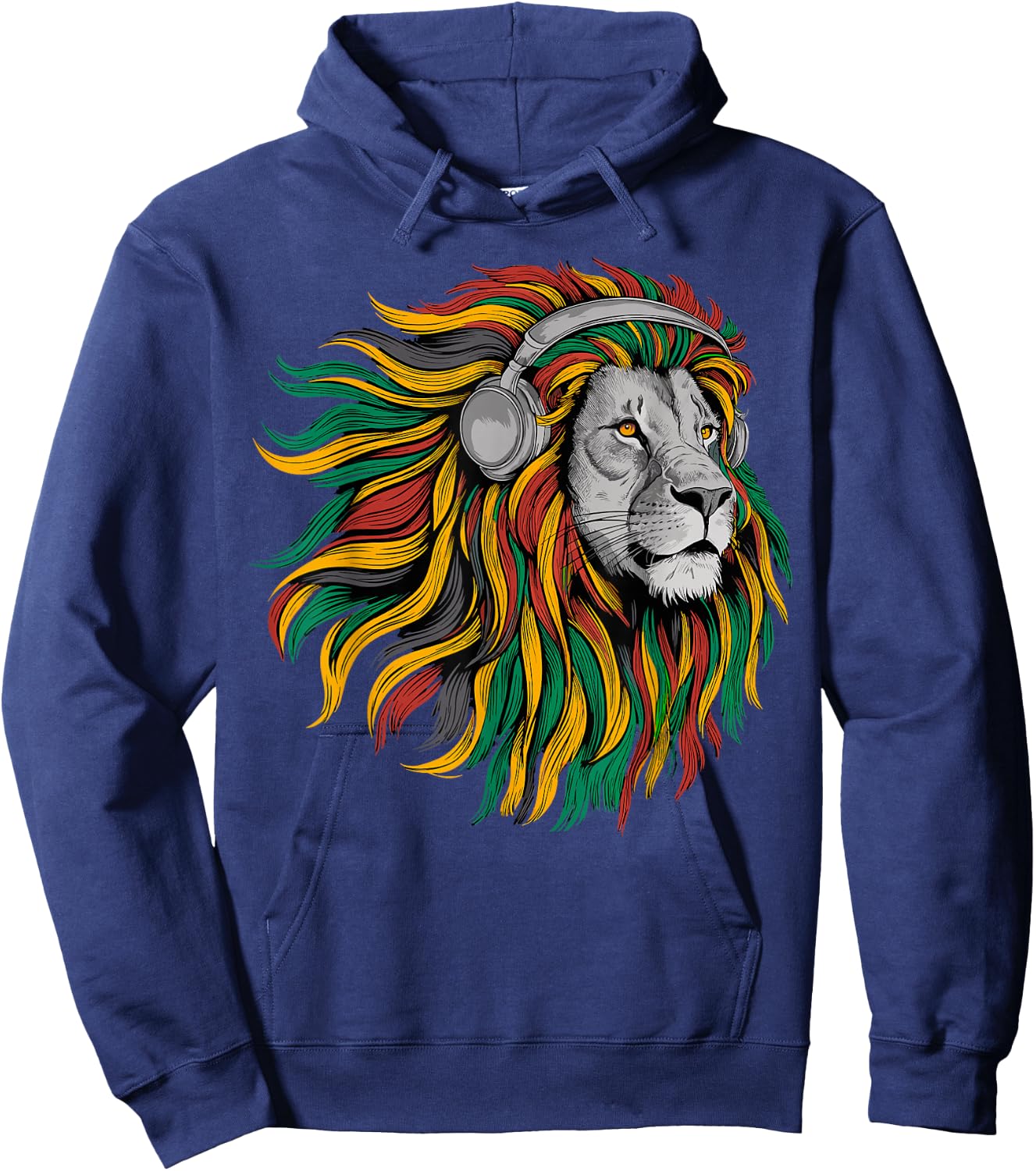 Rasta Reggae Music Headphones Jamaican Pride Lion Of Judah Hoodie - Hoodie | Navy