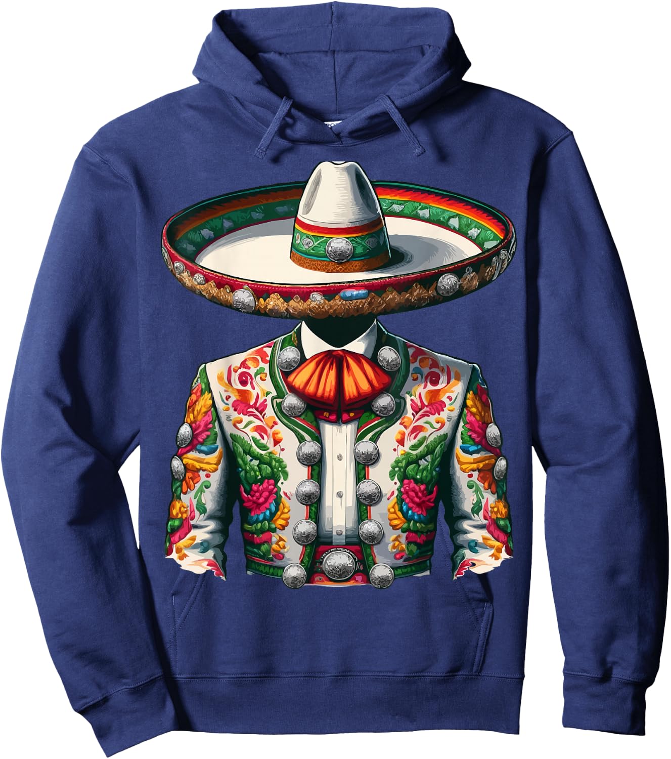 Vibrant Mexican Charro Suit Traditional Mariachi Hoodie - Hoodie | Navy