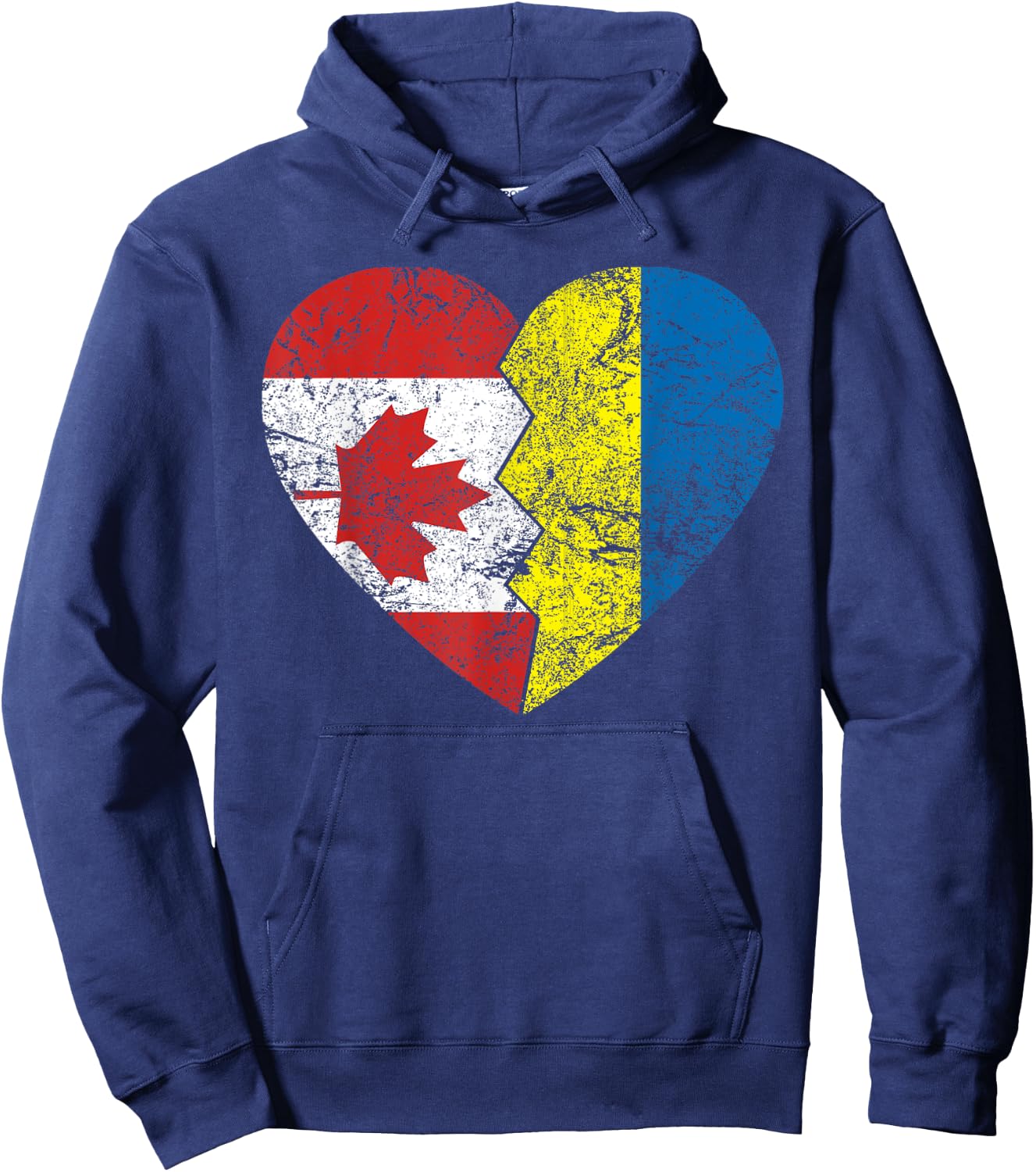 Ukrainian Canadian Flags Heart | Canada Ukraine Roots Hoodie - Hoodie | Navy