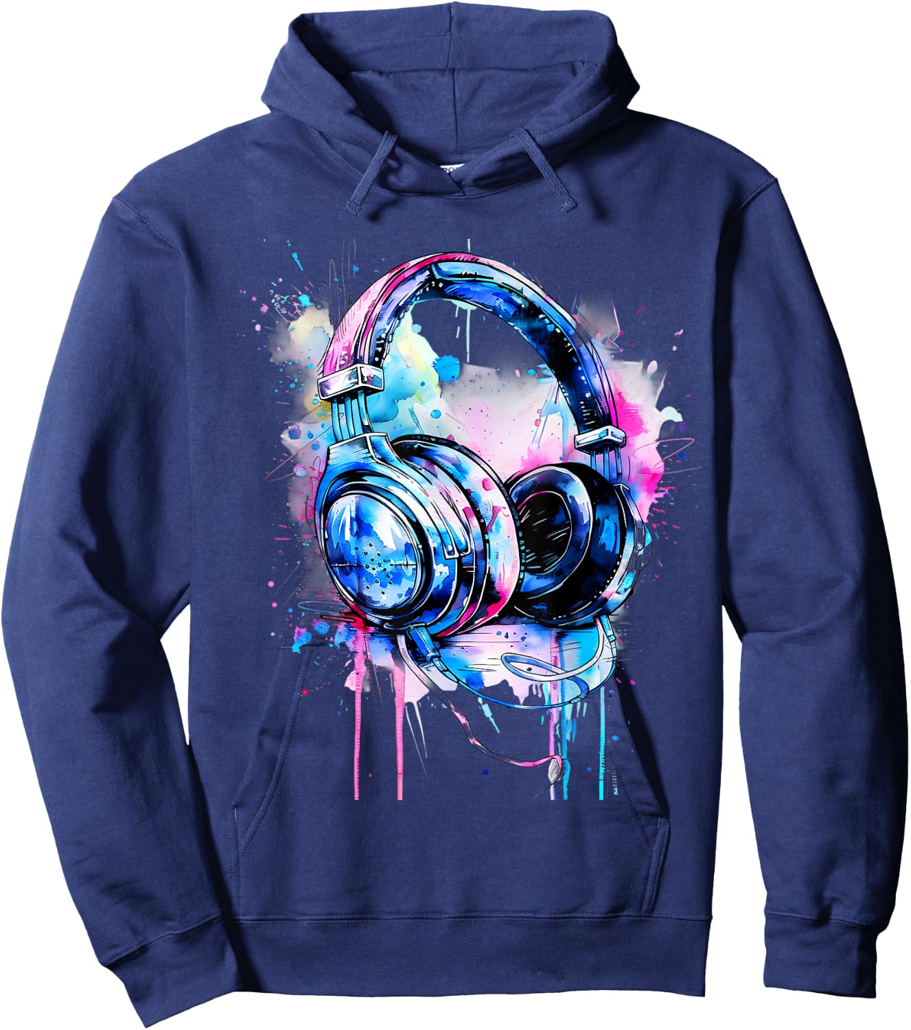 Headphones Music DJ Splash Music Headphones House Dance Club Hoodie - Hoodie | Navy