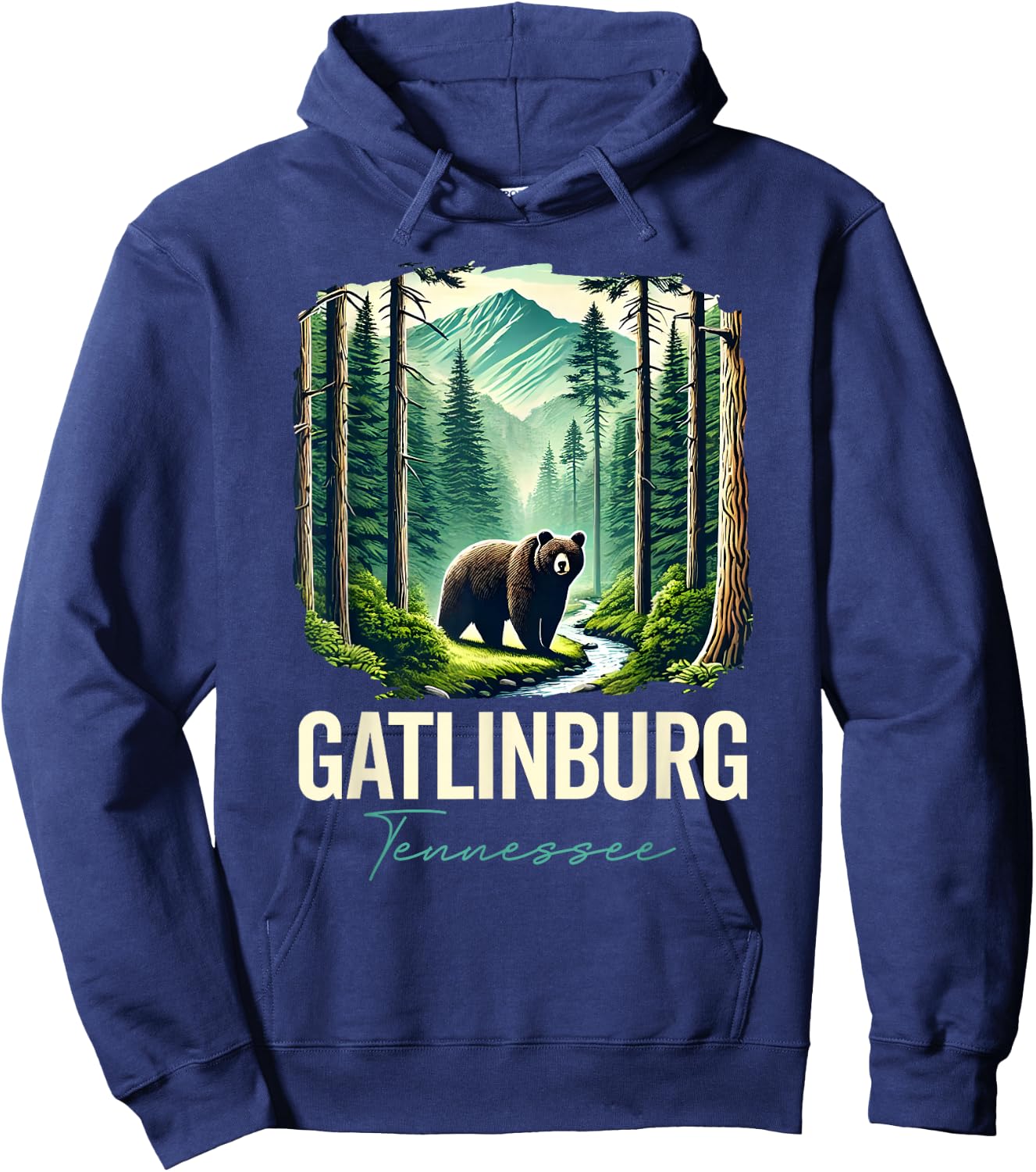 Gatlinburg Tennessee Bear, USA Outdoor Vintage Mountains, TN Hoodie - Hoodie | Navy