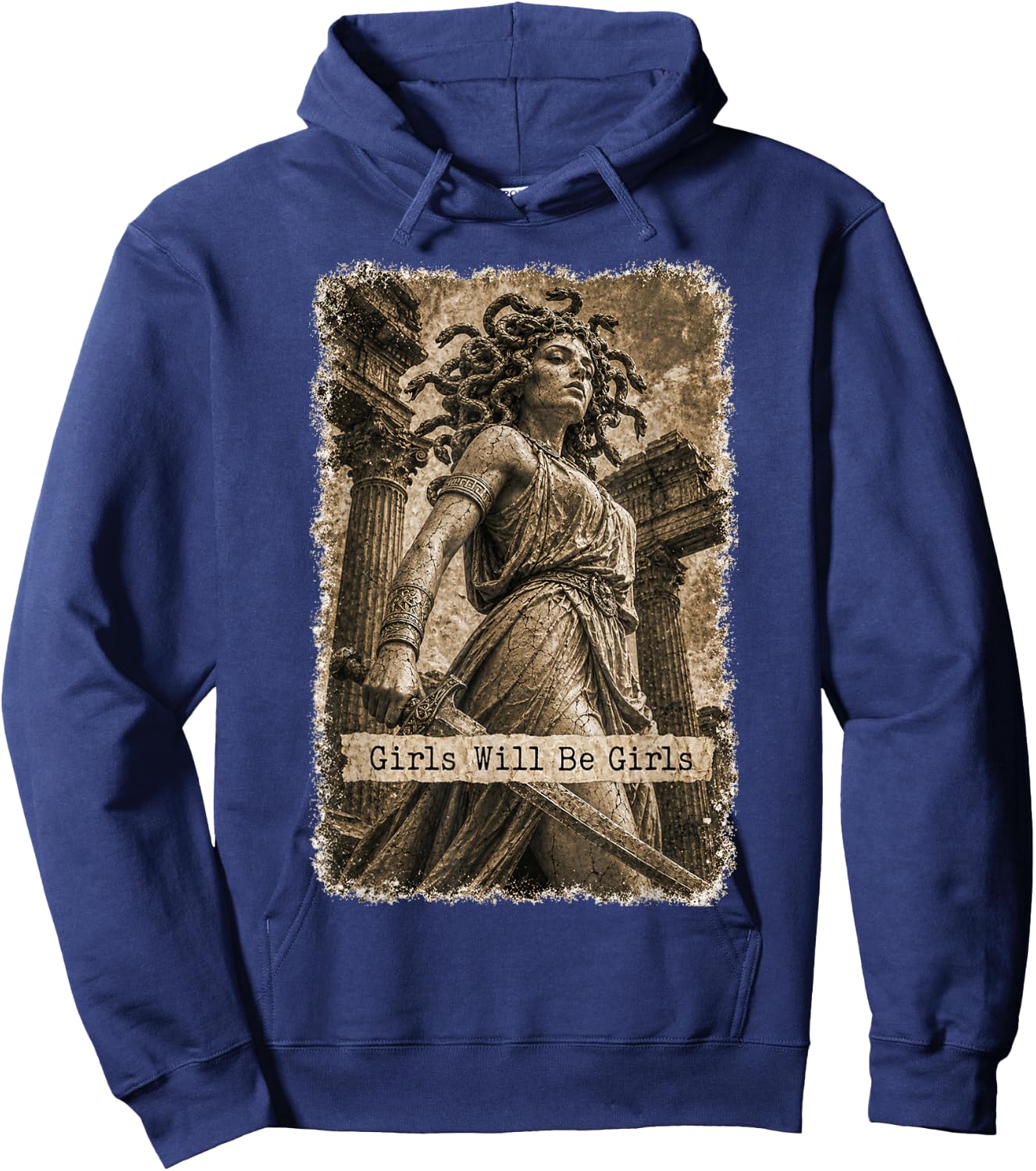 Girl Will Be Girls Medusa Feminist Witch Monster Halloween Hoodie - Hoodie | Navy