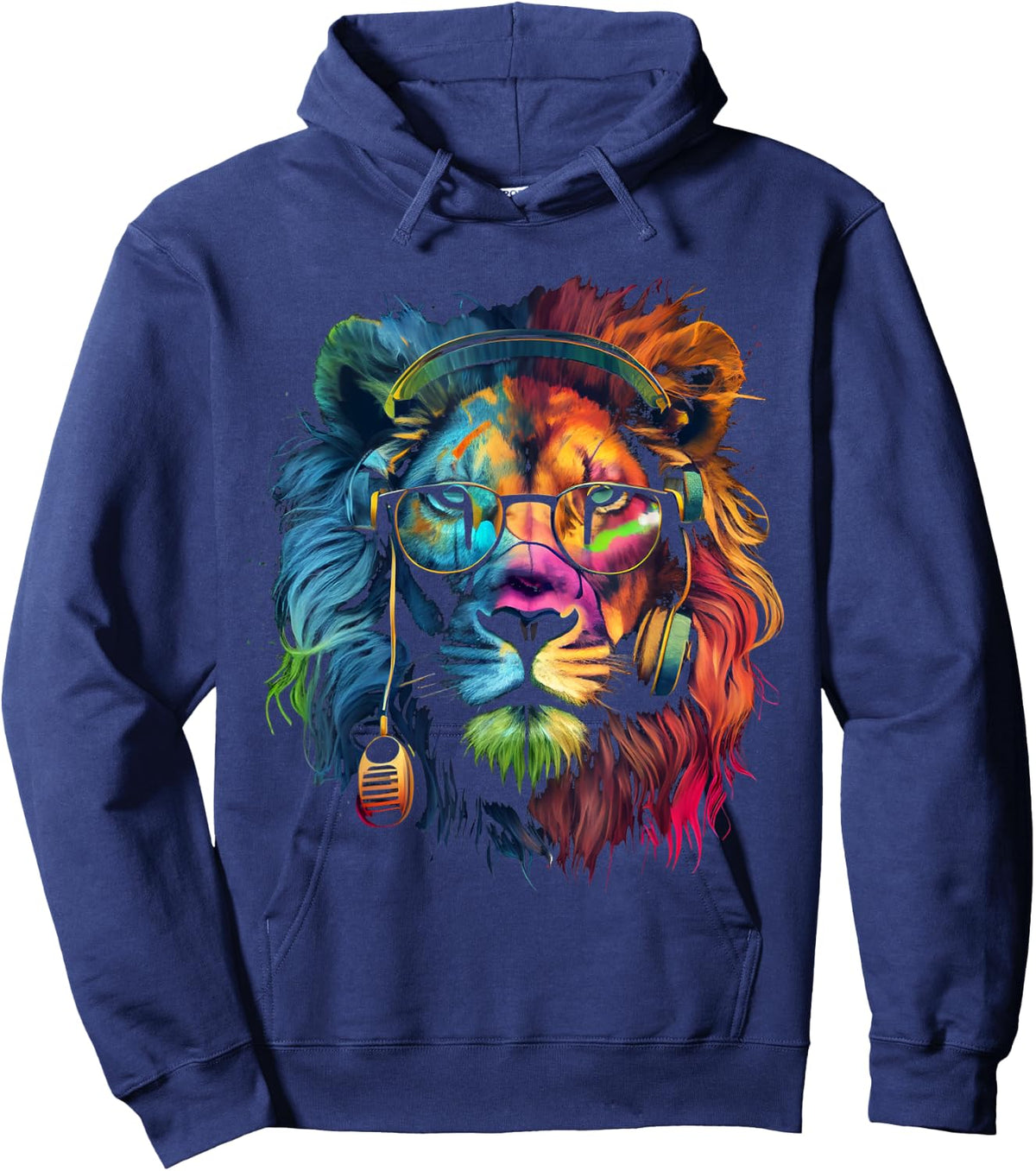 Lion sunglasses music primal lion love animal fan lions Hoodie - Hoodie | Navy