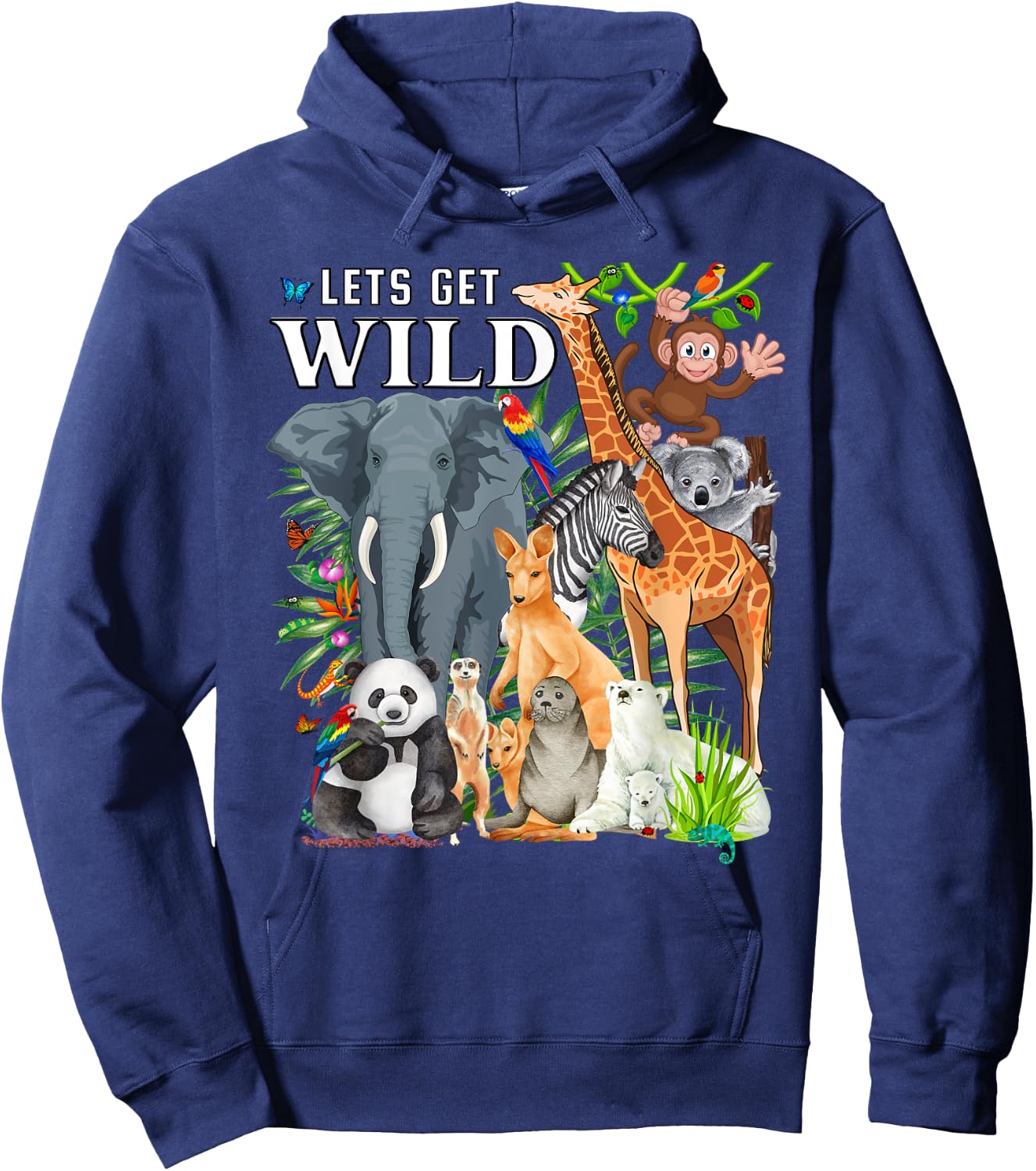 Let's Get Wild Zoo Animals Safari Party A Day At The Zoo Hoodie - Hoodie | Navy