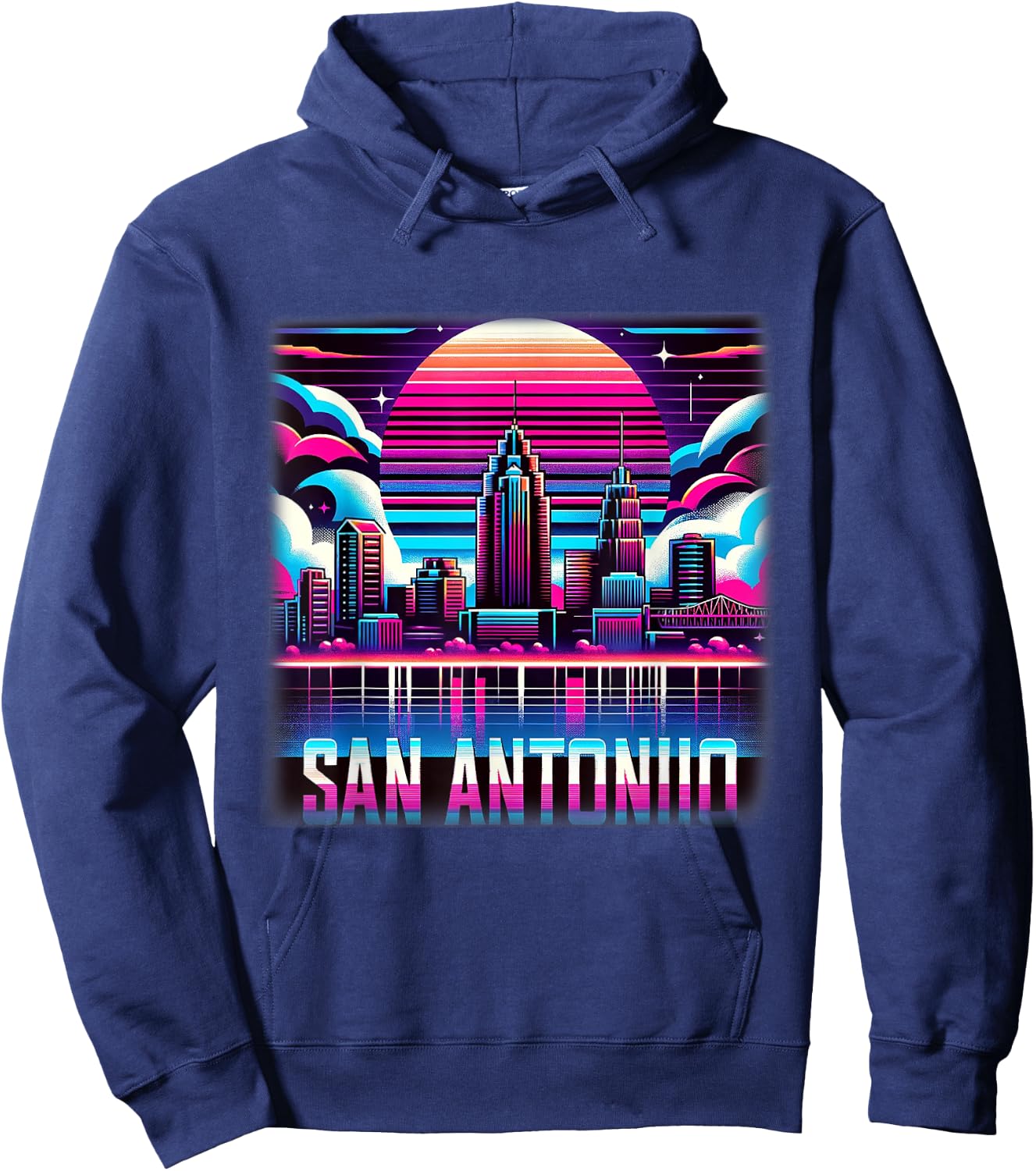 San Antonio Texas Shirt TX Trip 80s 90s Retro City Skyline Hoodie - Hoodie | Navy