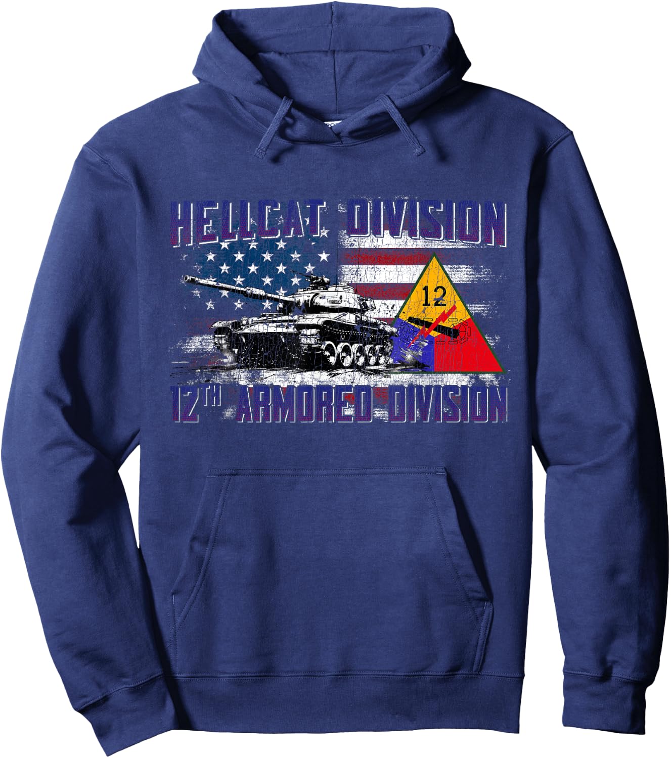 Veteran 12th Armored Division Vintage Gifts Women Girls Kids Hoodie - Hoodie | Navy