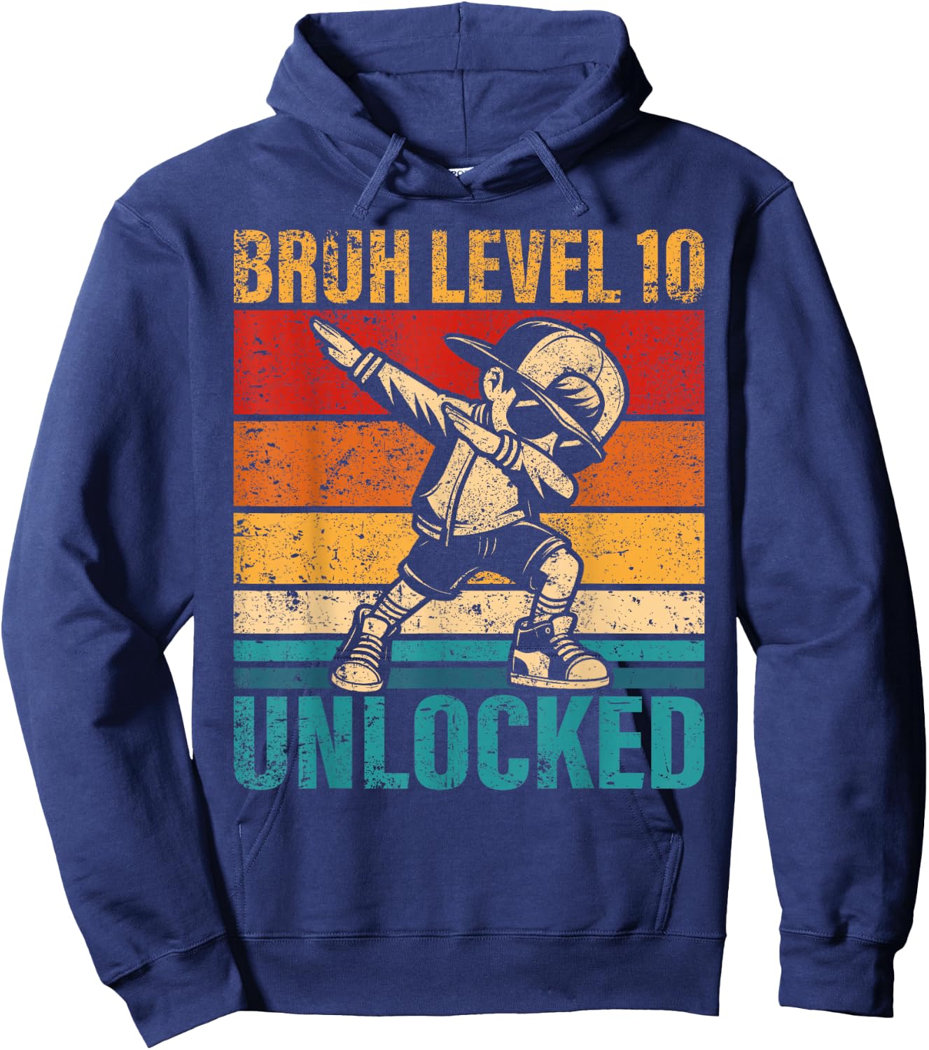 10 Years Old Birthday Dabbing Boy Bruh Level 10 Unlocked Hoodie - Hoodie | Navy