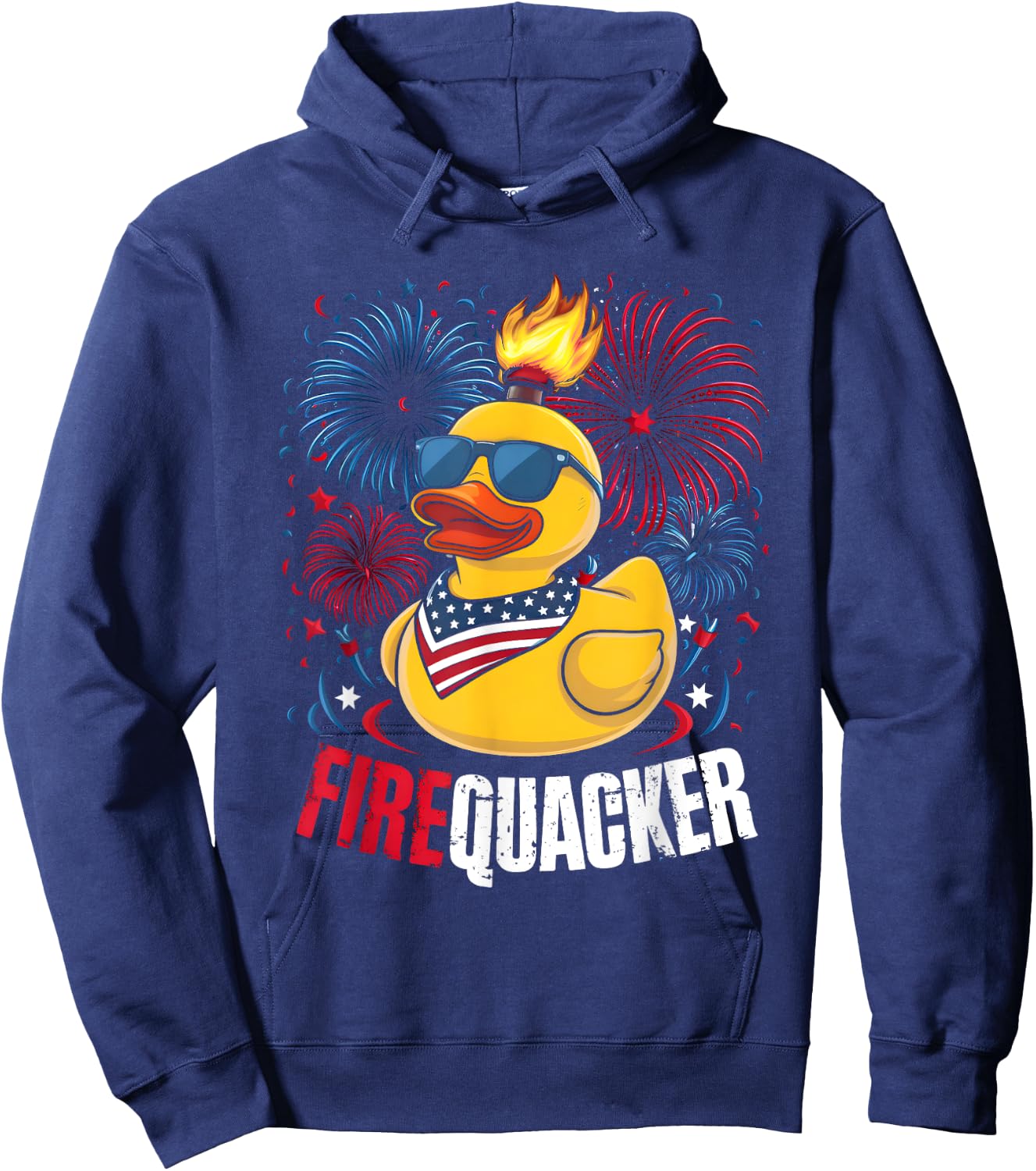 4th of July Duck Firequacker Patriotic Fourth of July Funny Kids Men Hoodie - Hoodie | Navy