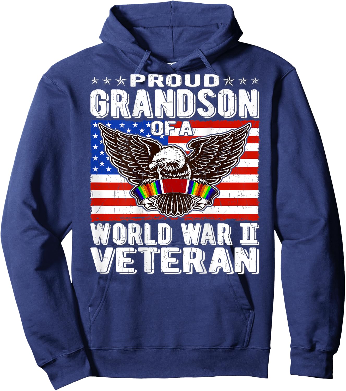 Proud Grandson Of A World War 2 Veteran - Patriotic WW2 Gift Hoodie - Hoodie | Navy