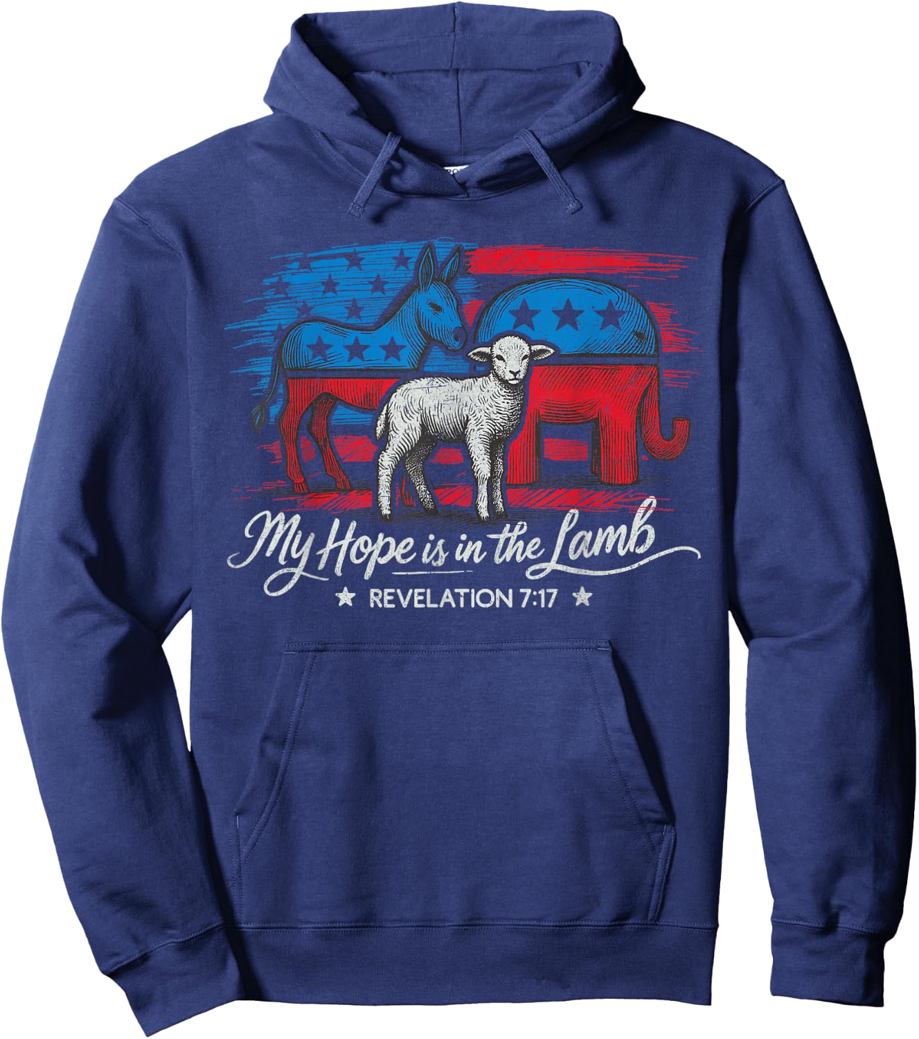 My Hope is in the Lamb Elephant Donkey USA Funny Scripture Hoodie - Hoodie | Navy