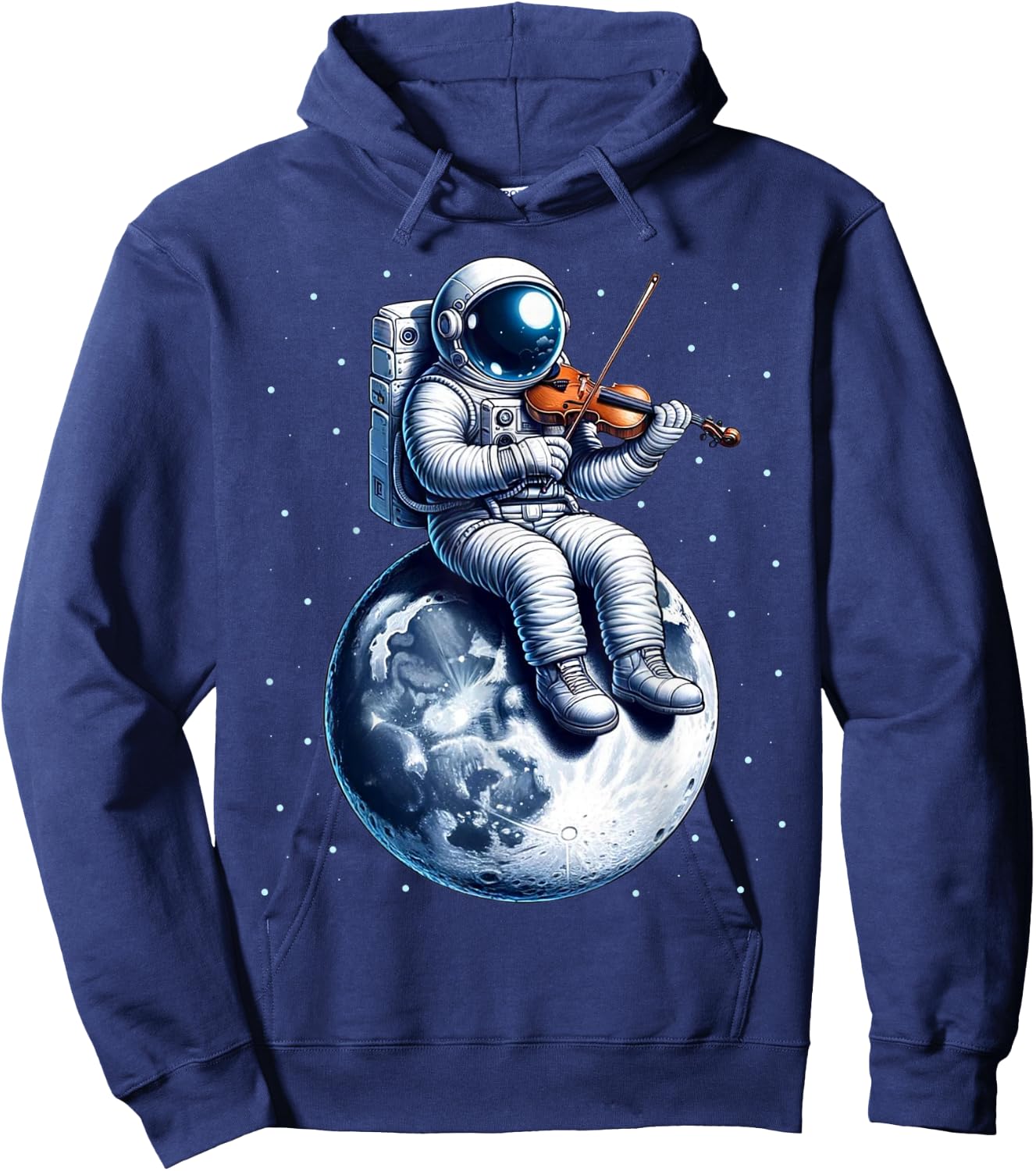 Astronaut Playing Violin on Moon Space Music Lover Novelty Hoodie - Hoodie | Navy