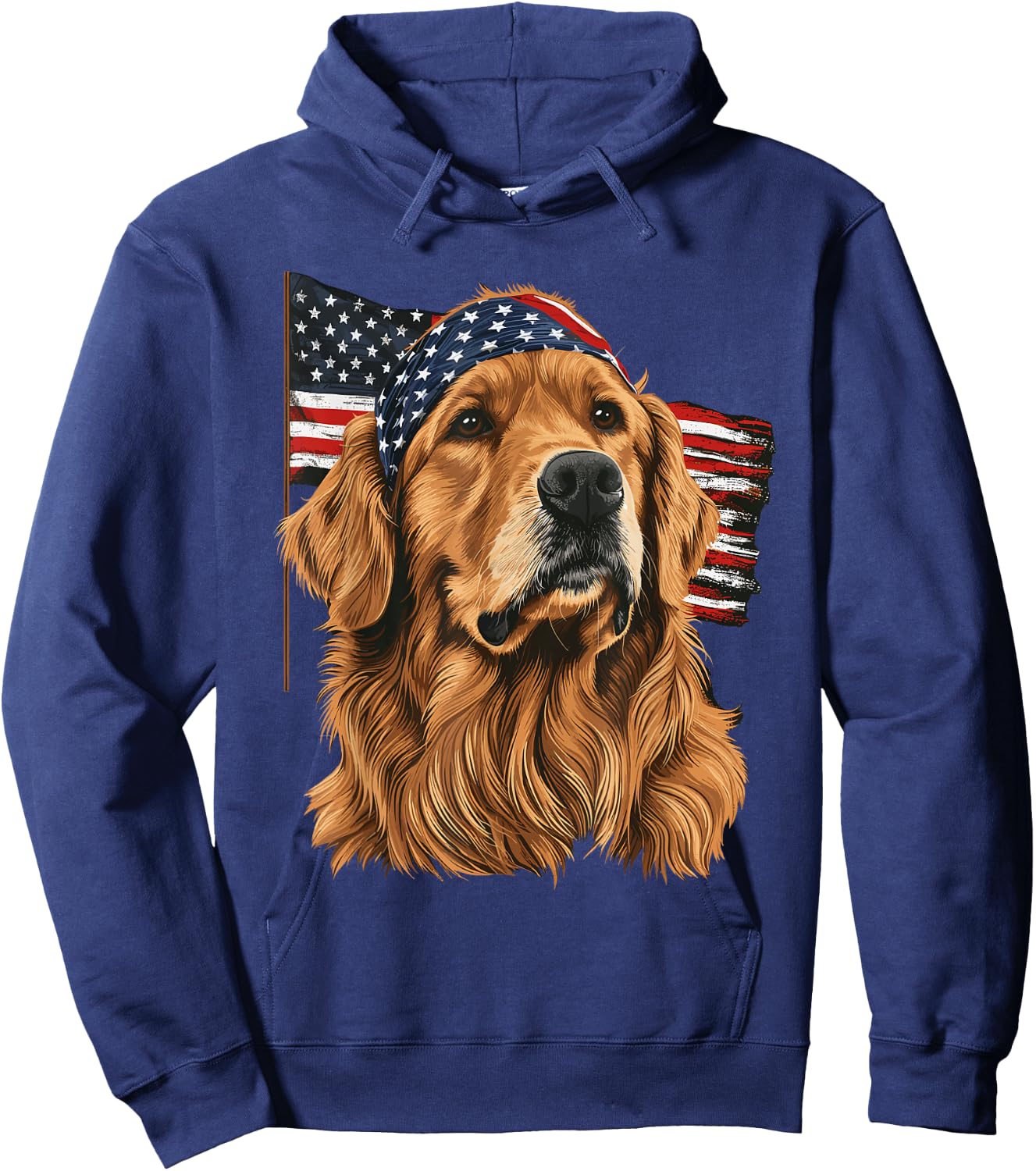 Golden Retriever Patriotic 4th Of July USA American Flag Hoodie - Hoodie | Navy