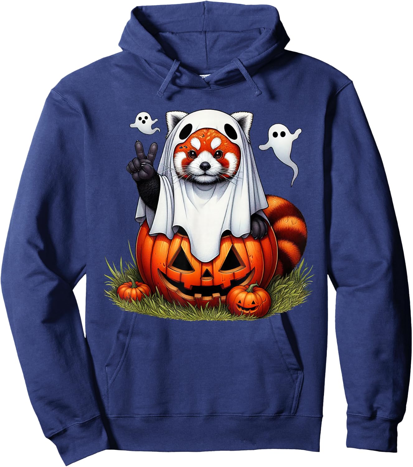 Funny Red Panda Ghost Boo Halloween Kids Hoodie - Hoodie | Navy