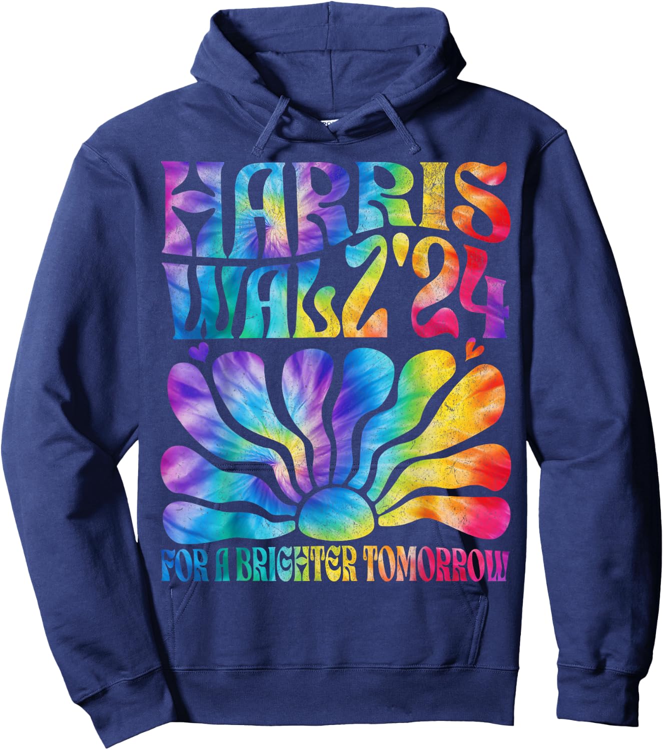 Tie dye Harris Waltz 2024 Election Kamala Harris Tim Waltz Hoodie - Hoodie | Navy