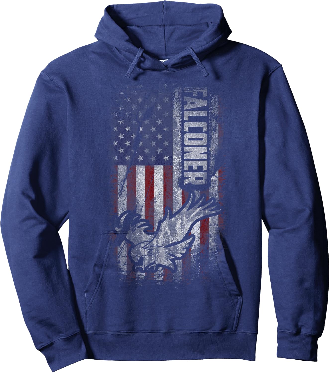 American Falconer Patriot Grunge USA Flag Falconry Gift Hoodie - Hoodie | Navy