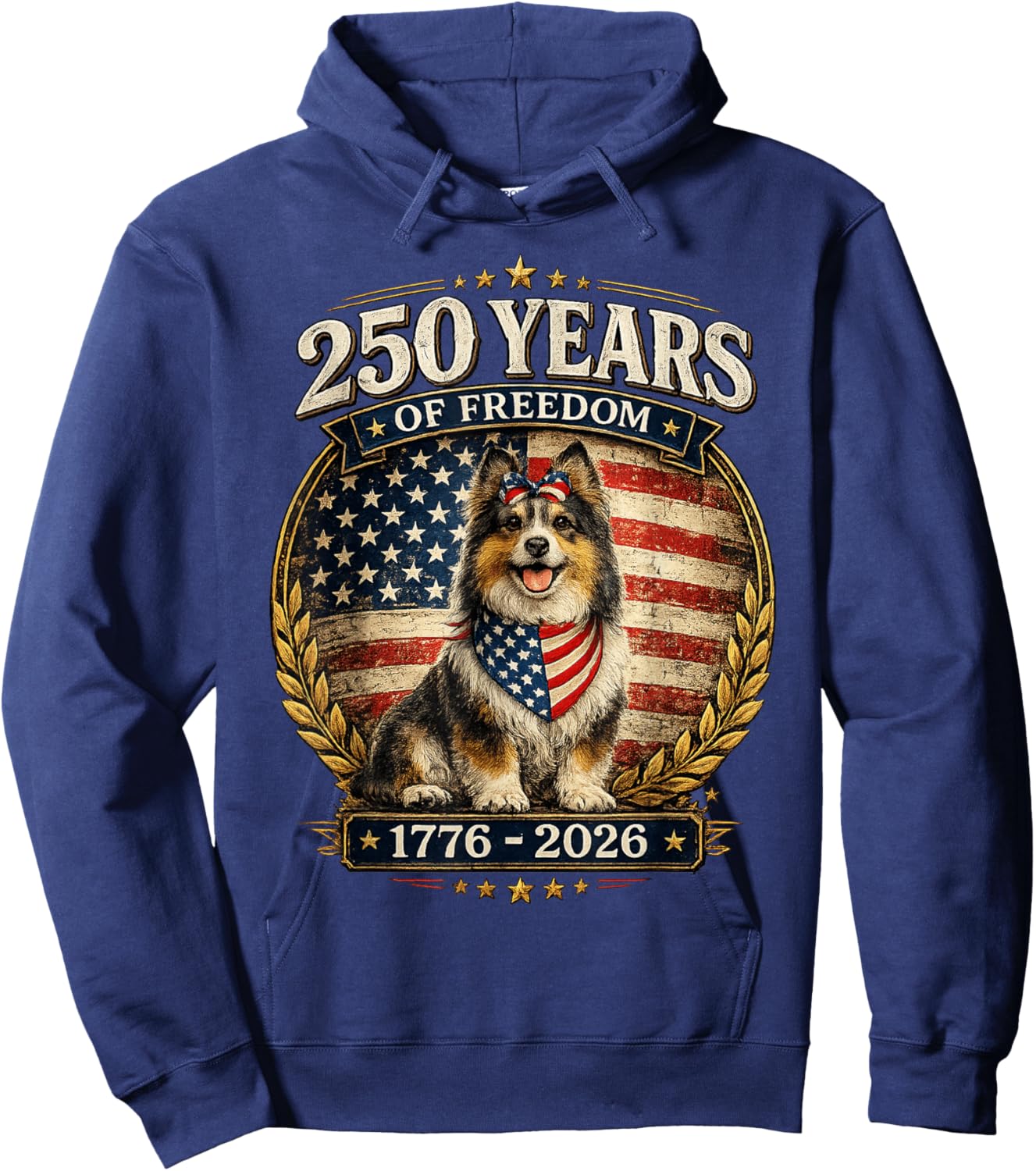 250 Years America Anniversary Shetland Sheepdog Hoodie - Hoodie | Navy