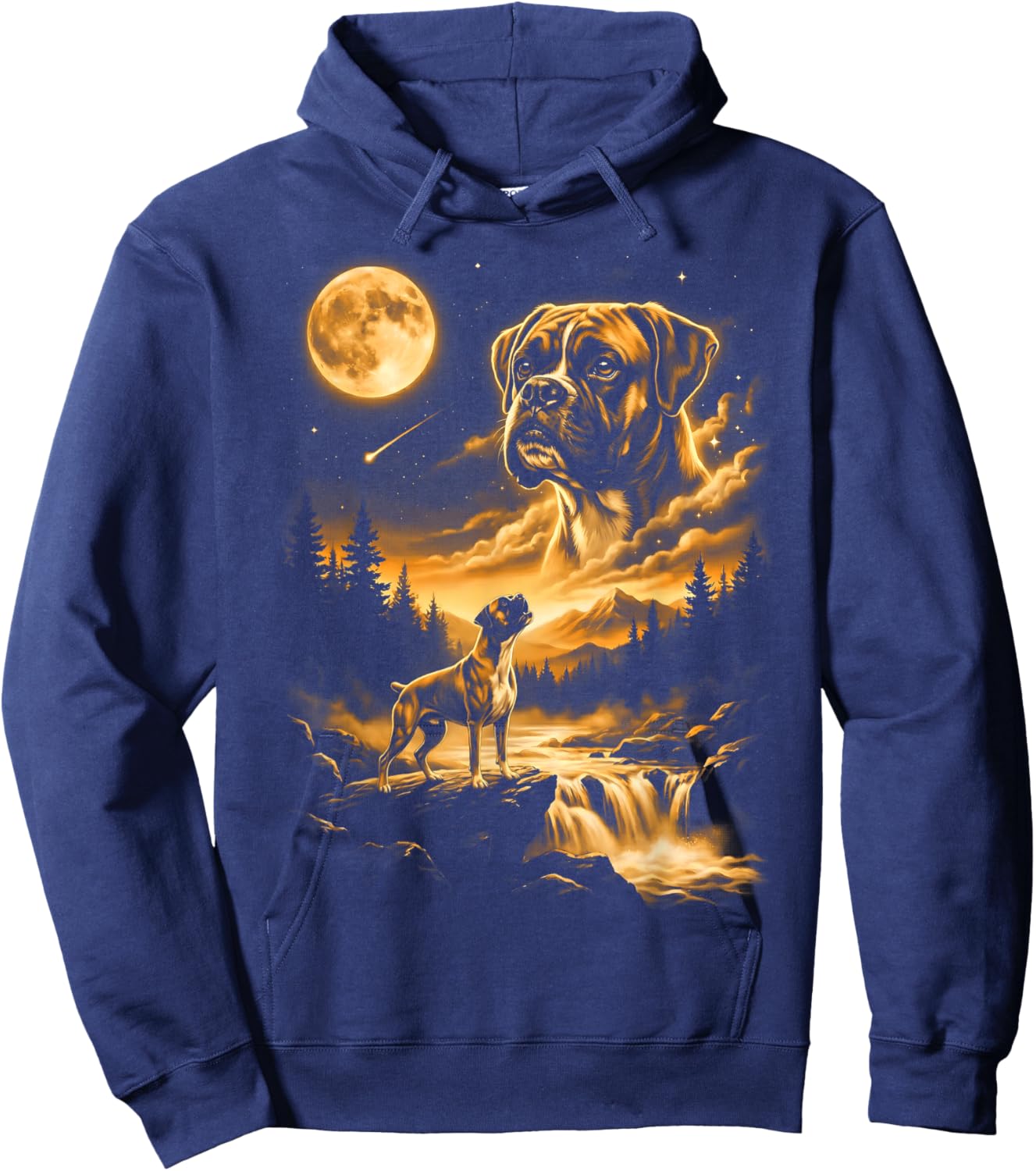 Boxer Howling to The Moon Hoodie - Hoodie | Navy